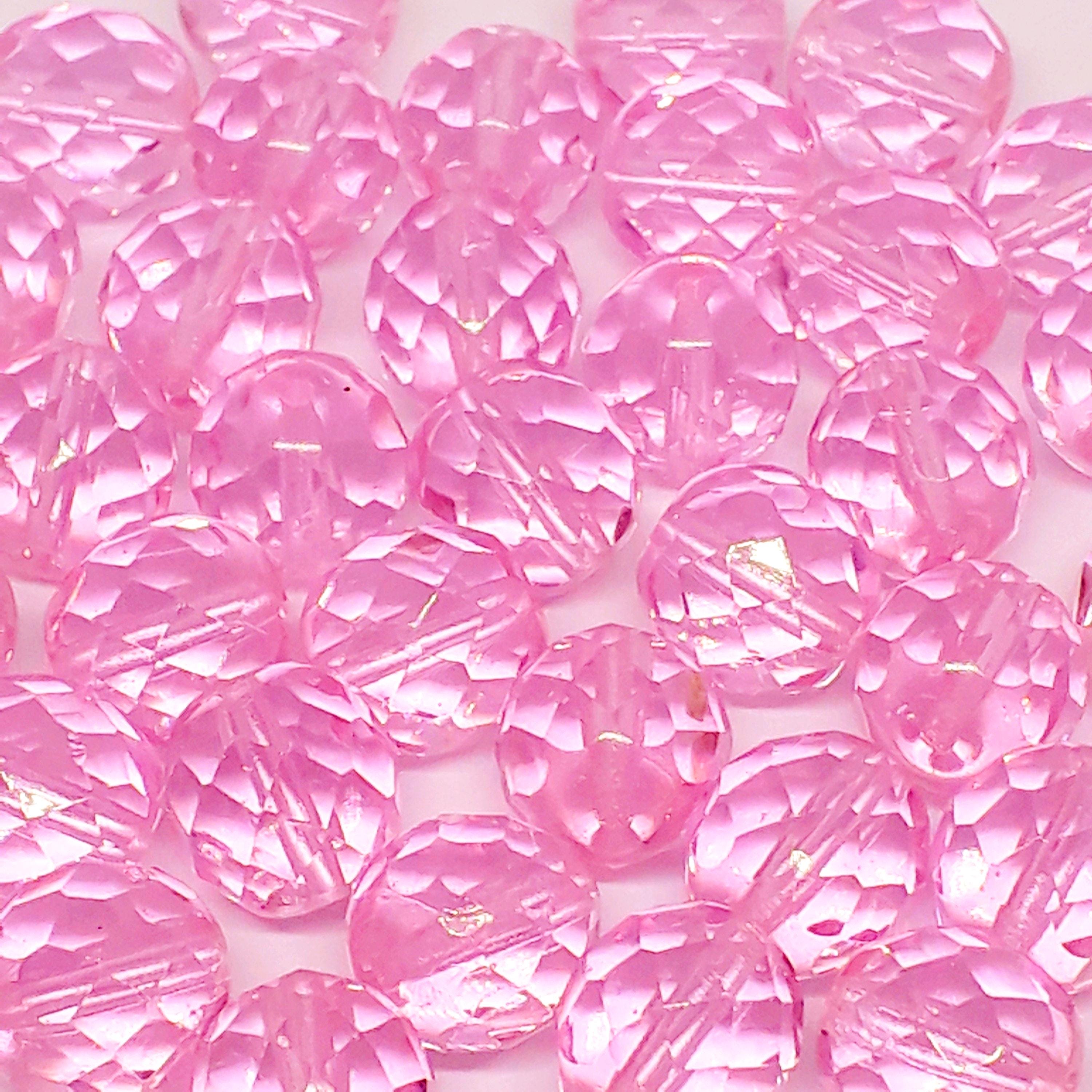Pink Faceted Czech Glass Round 10x9mm - 6pcs