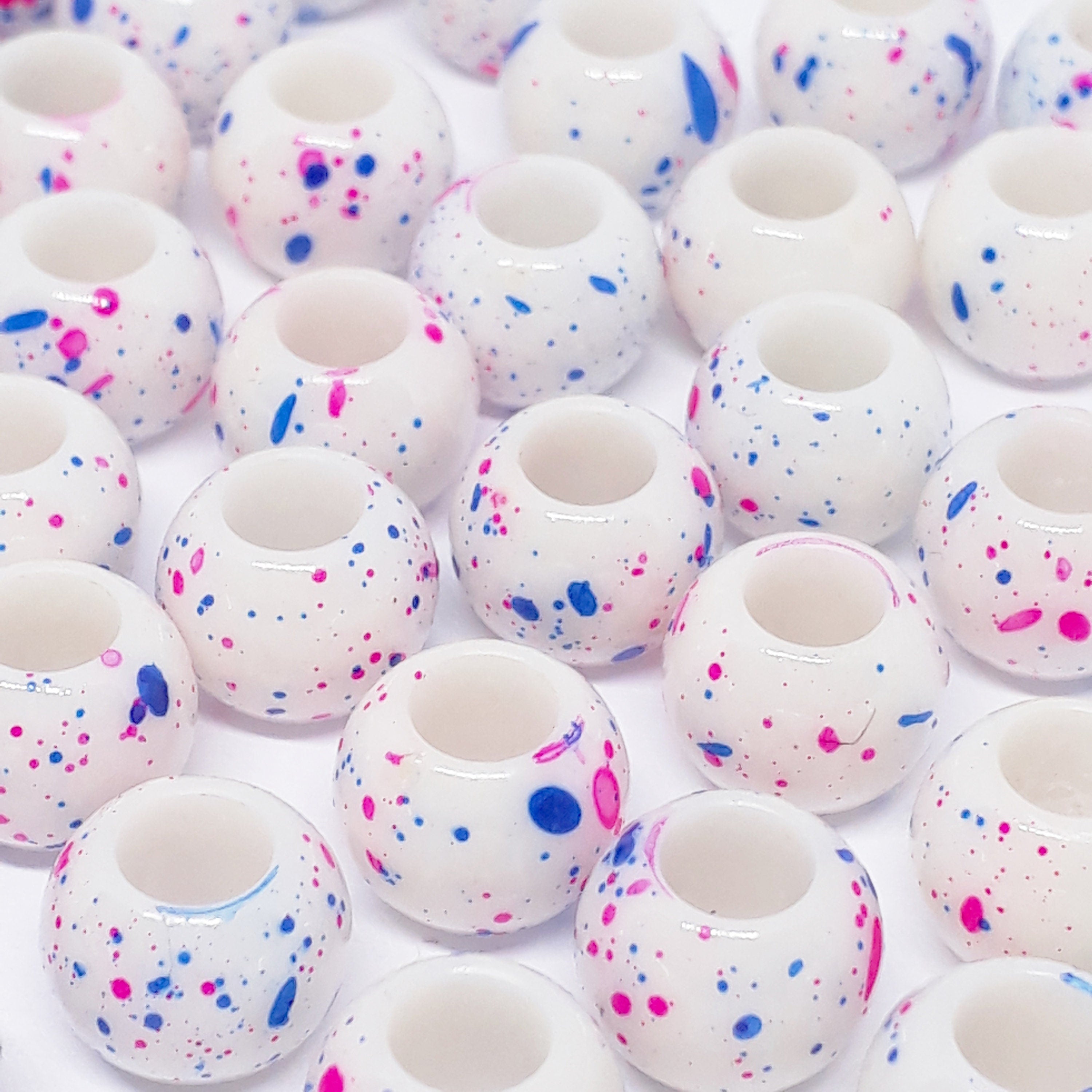 Pink & Blue Mottled Acrylic Pony 10mm - 50pcs