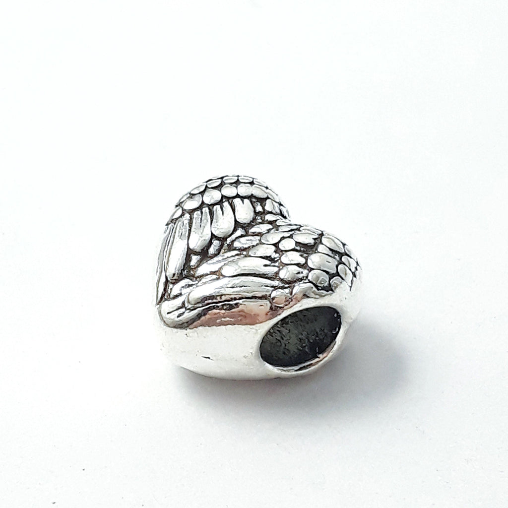 Angel Wing Heart Antique Silver 11mm - 4pcs