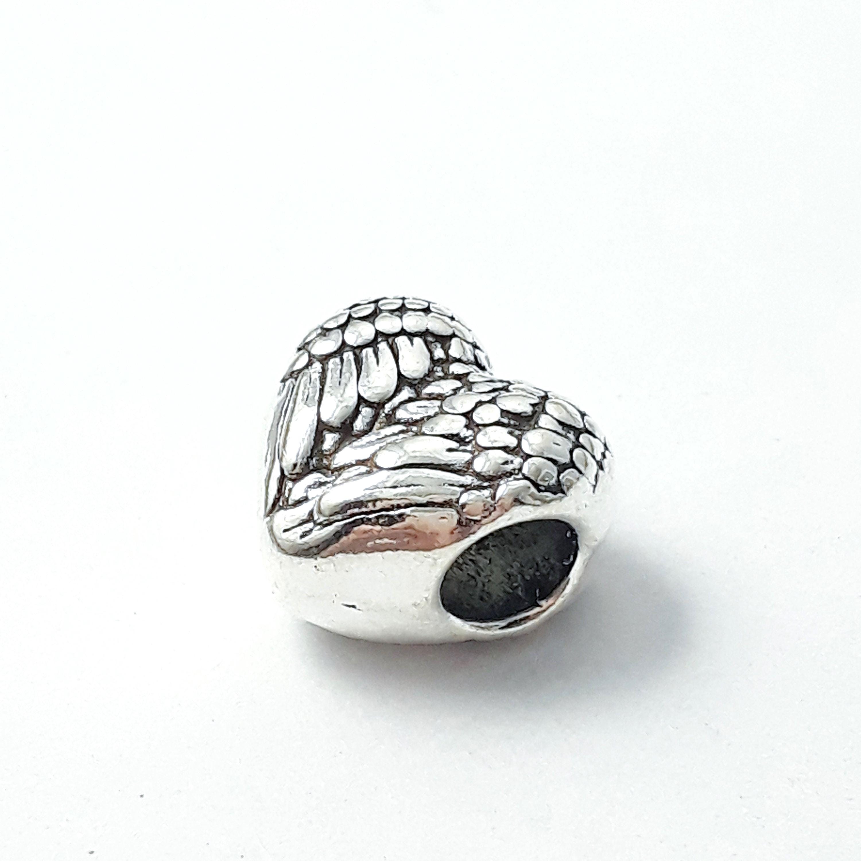 Angel Wing Heart Antique Silver 11mm - 4pcs