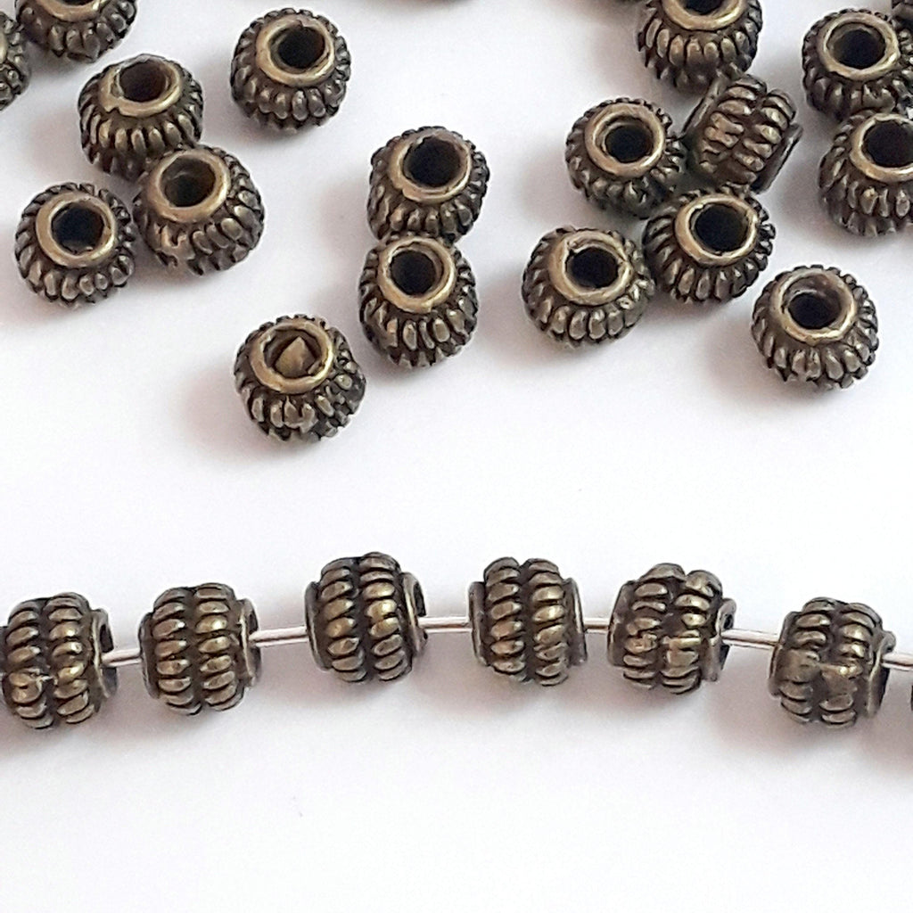 Striped Rondelle Lantern ntique Bronze 6x5mm - 10pcs