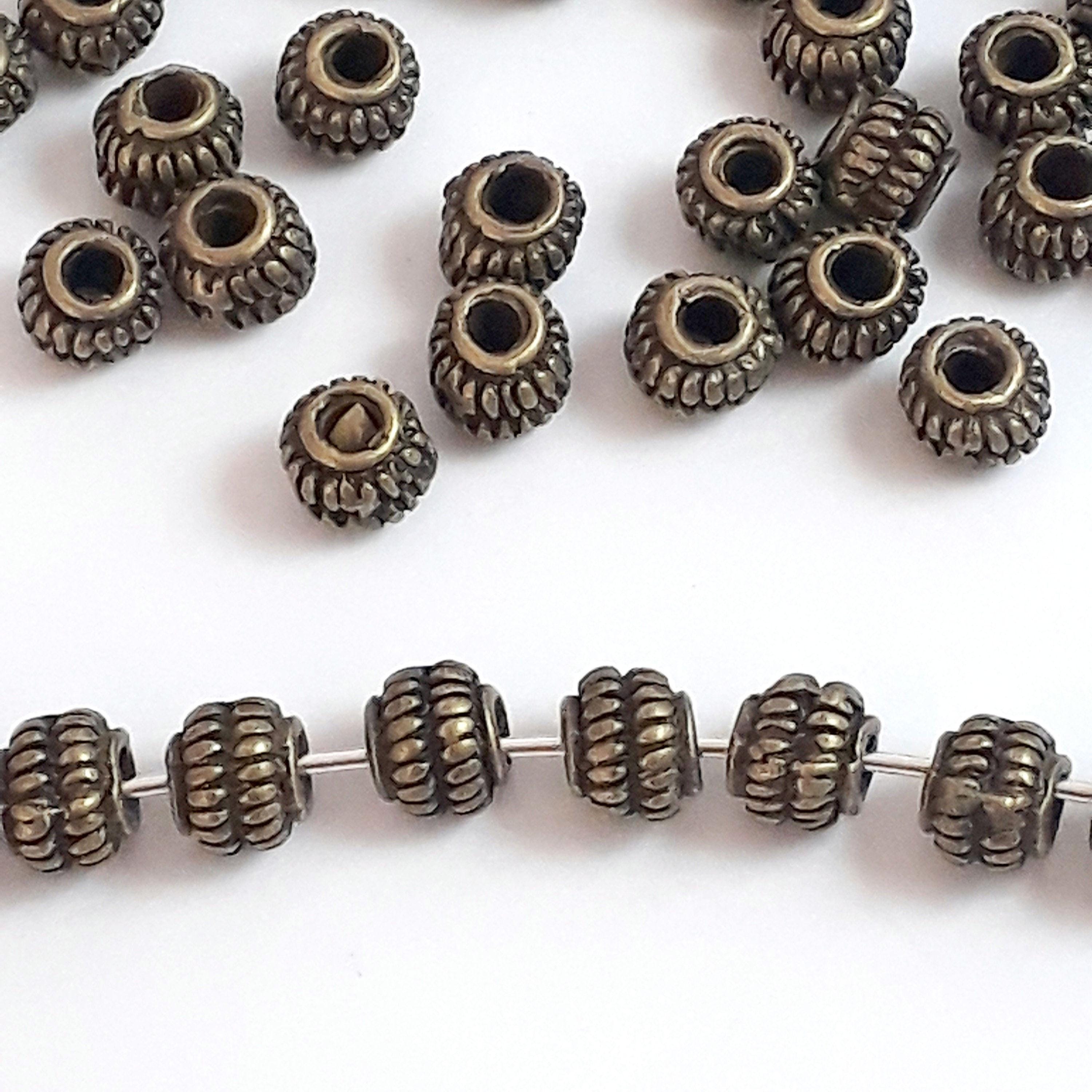 Striped Rondelle Lantern ntique Bronze 6x5mm - 10pcs