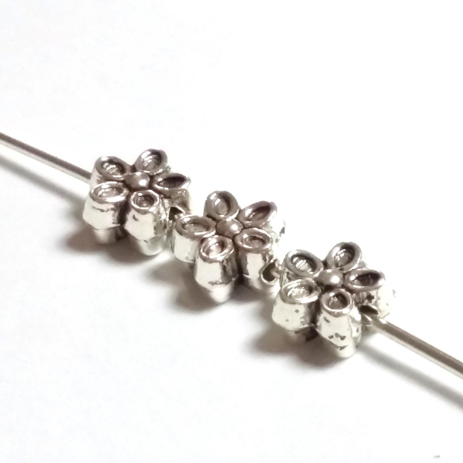 Flowers Antique Silver 7mm - 25pcs