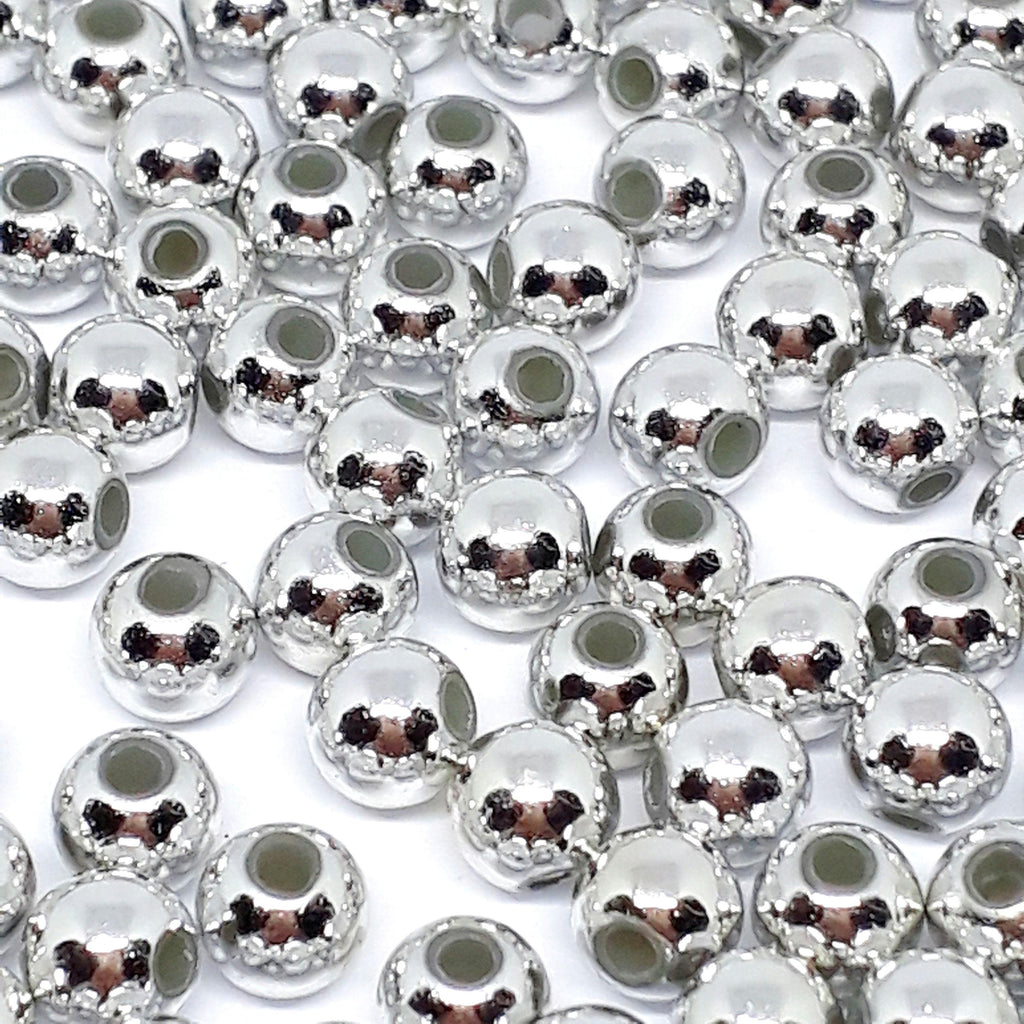 Silver Tone Acrylic Round 5mm - 11g