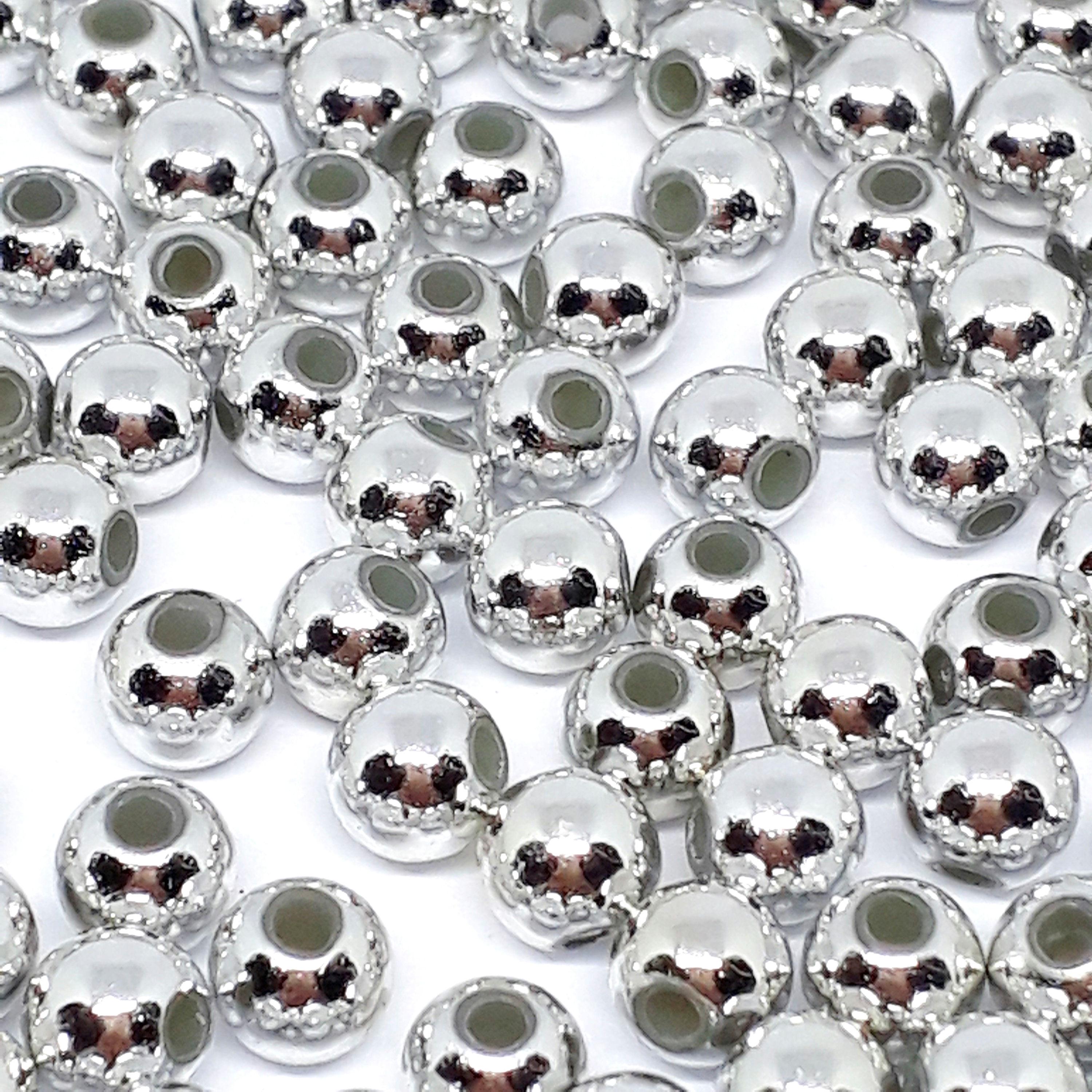 Silver Tone Acrylic Round 5mm - 11g