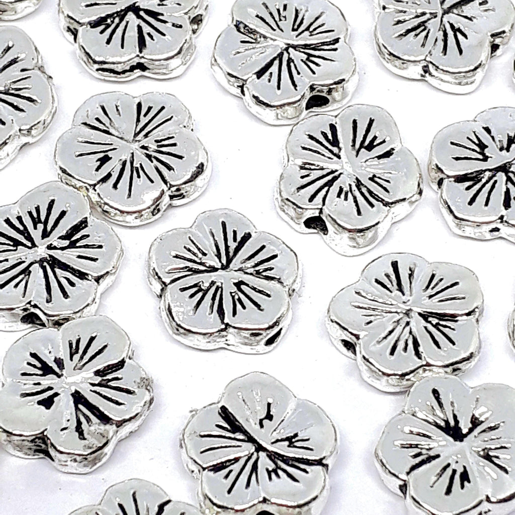 Flower Antique Silver 10mm - 10pcs