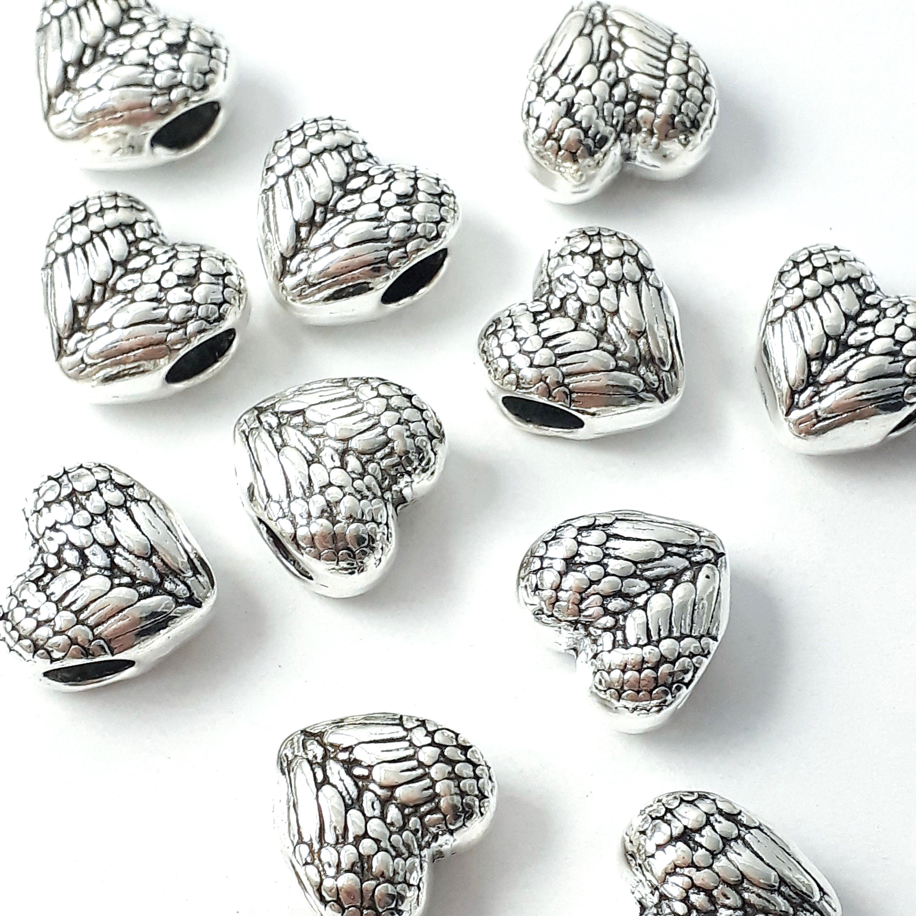 Angel Wing Heart Antique Silver 11mm - 4pcs