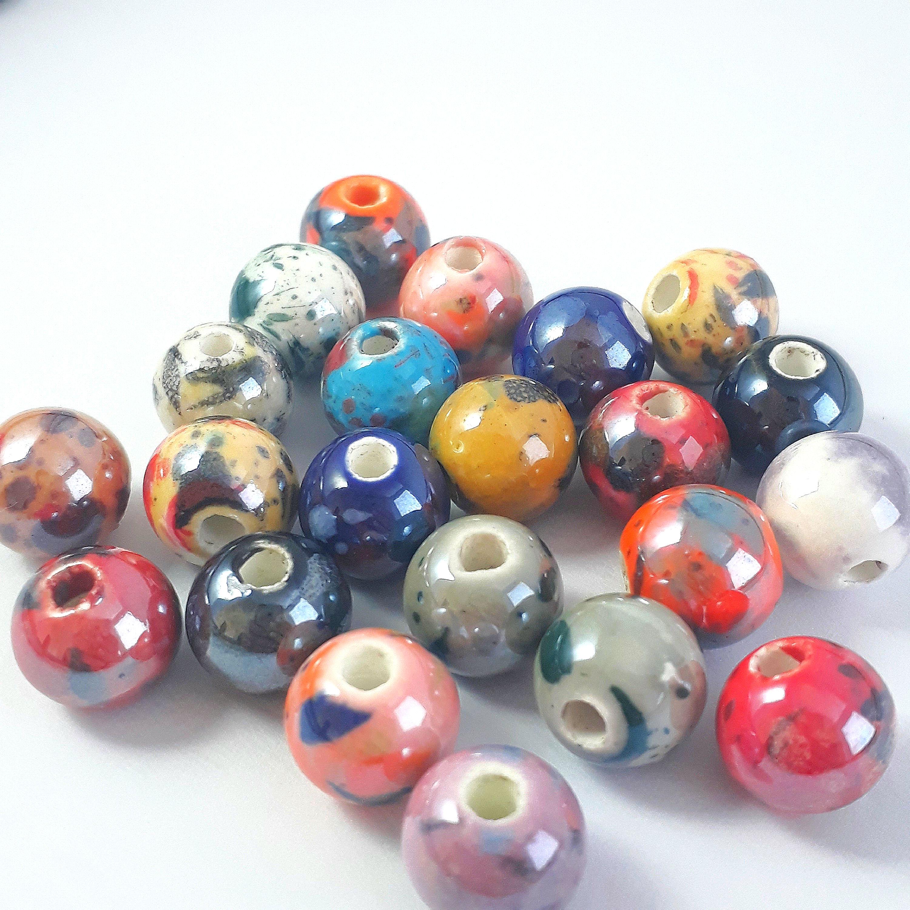 Mottled Mixed Colour Polished Ceramic 10mm - 5pcs