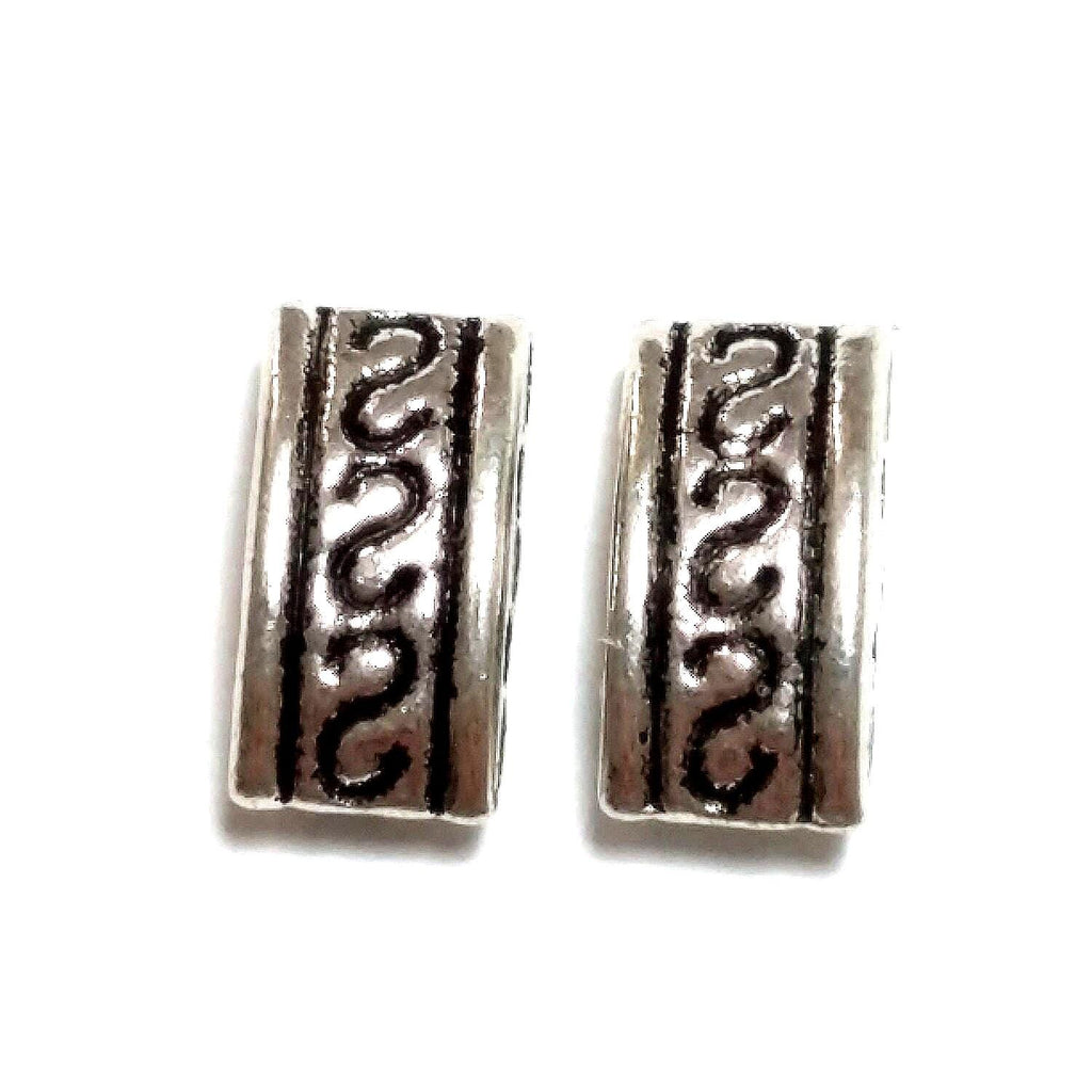 2-Hole Tibetan Style Carrier Antique Silver 10x5mm - 25pcs