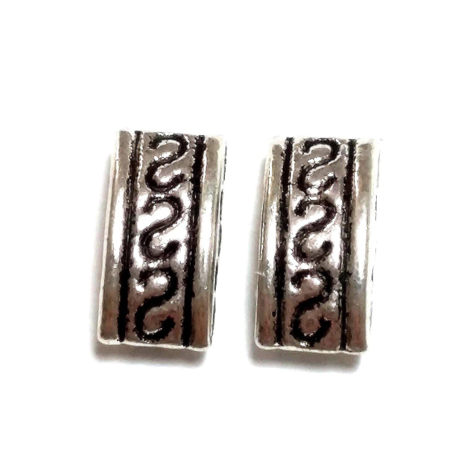2-Hole Tibetan Style Carrier Antique Silver 10x5mm - 25pcs