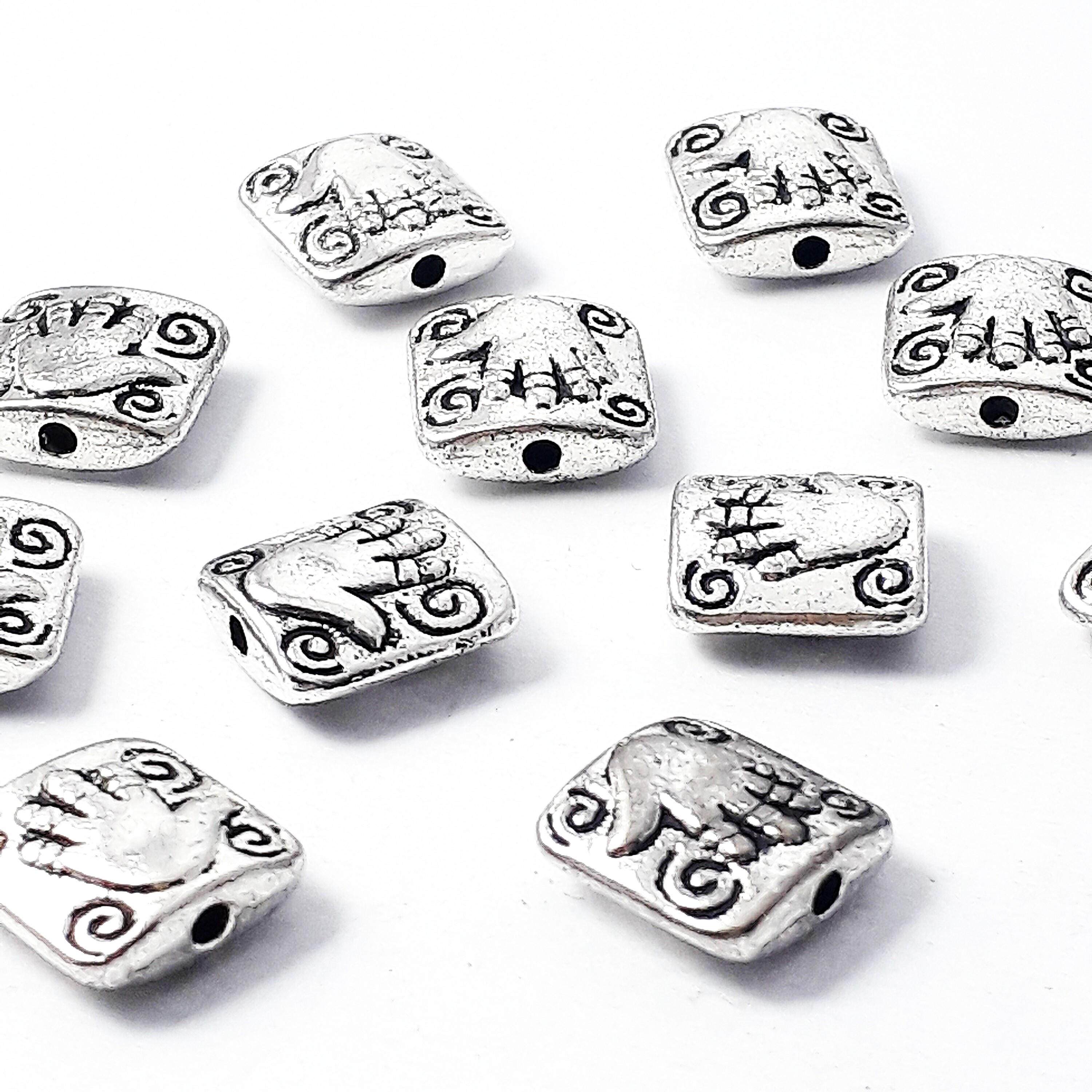 Square Hand Antique Silver 10mm - 10pcs
