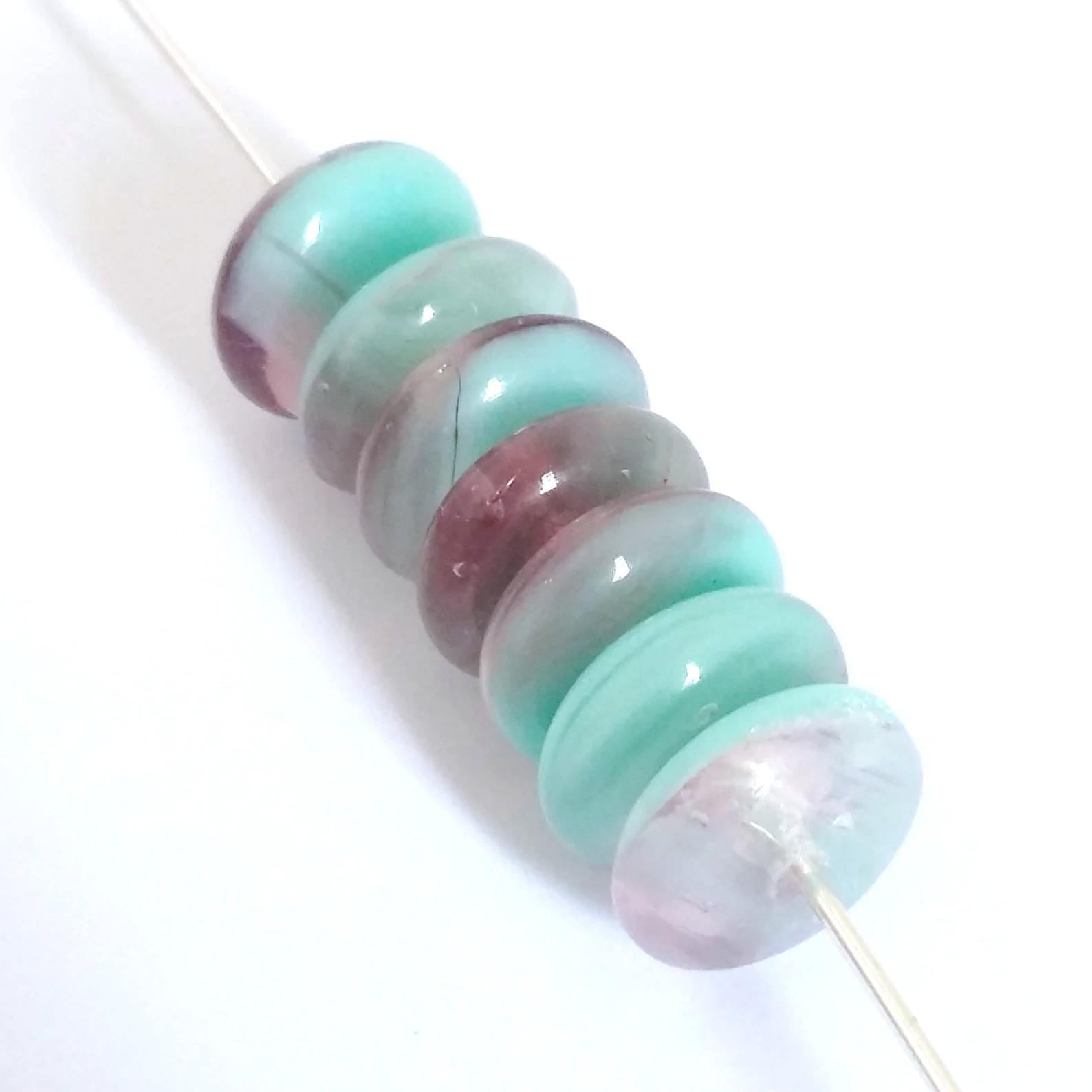 Amethyst & Turquoise Czech Glass Disc 8mm - 30pcs