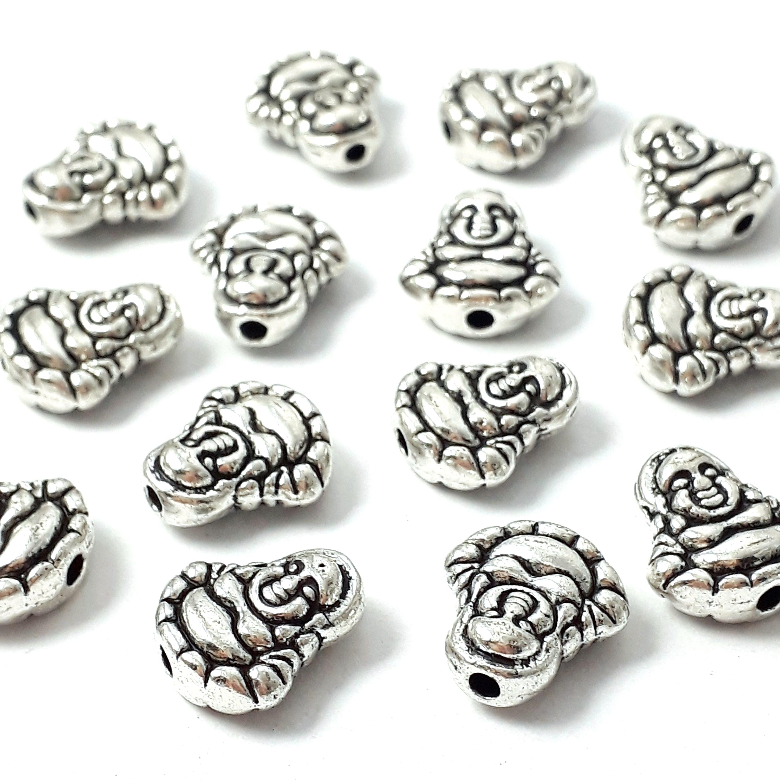 Maitreya Buddha Antique Silver 11x10mm - 10pcs