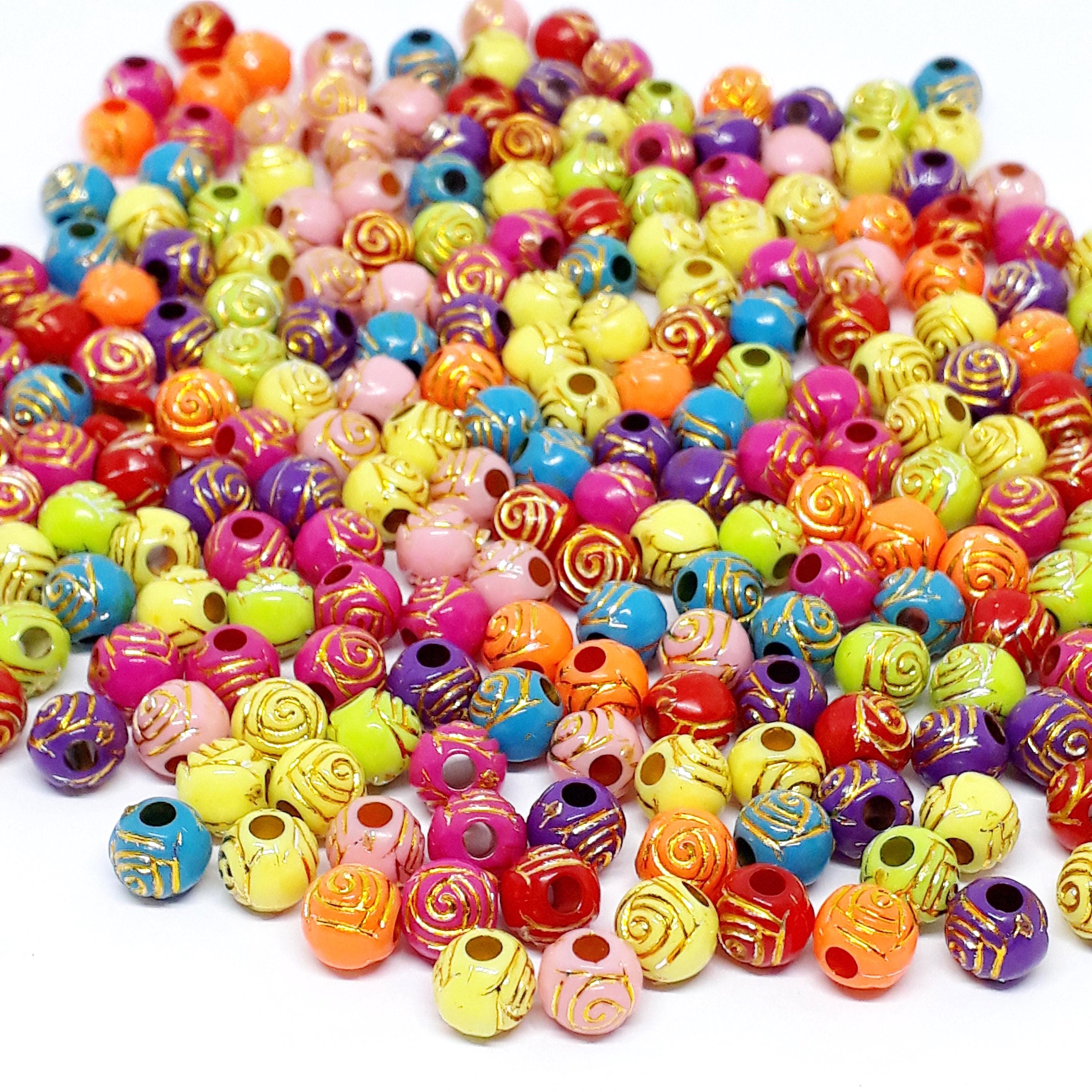 Rose Gold-Lined Acrylic Colourful Round 6mm - 200pcs