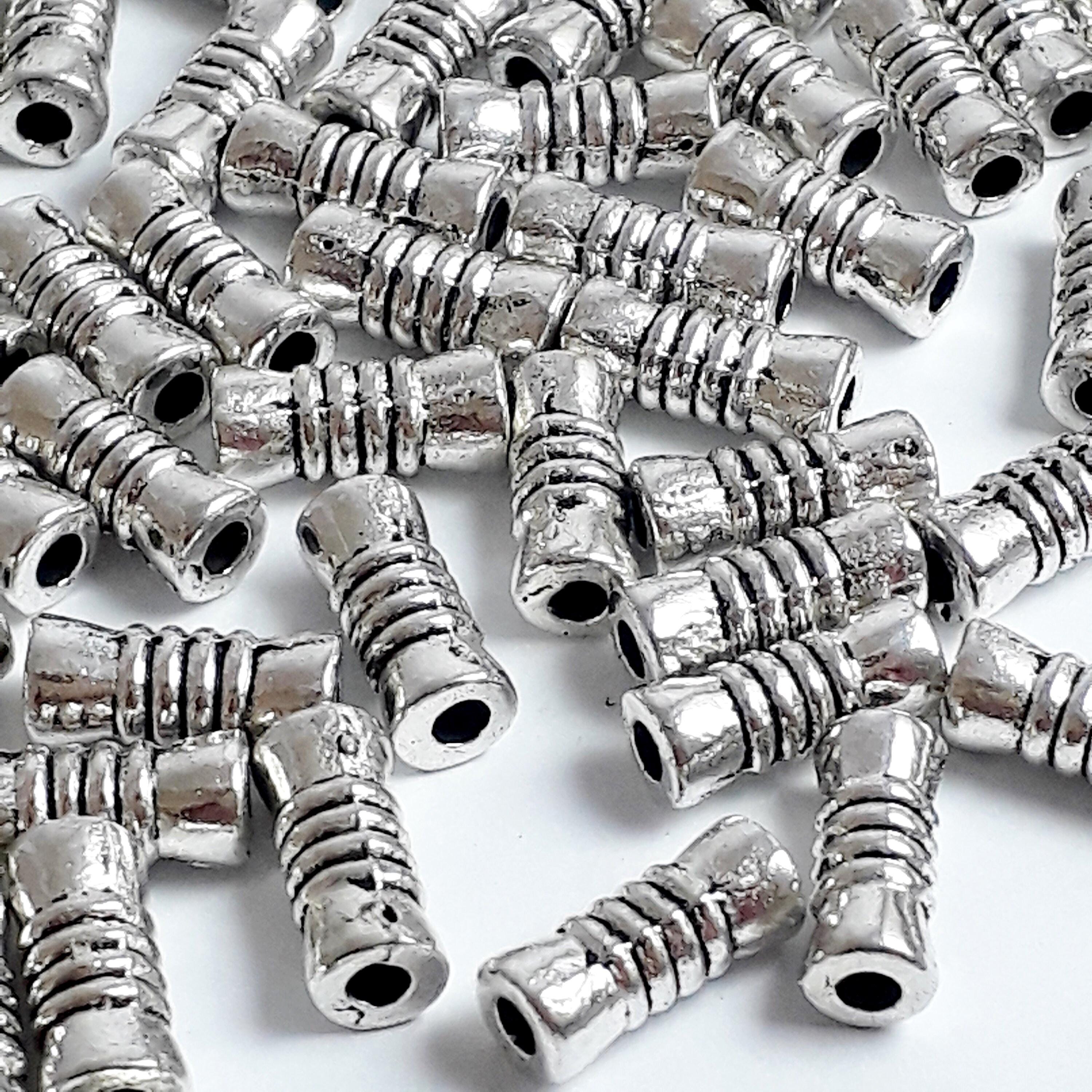 Ringed Tube Antique Silver 9x4mm - 20pcs