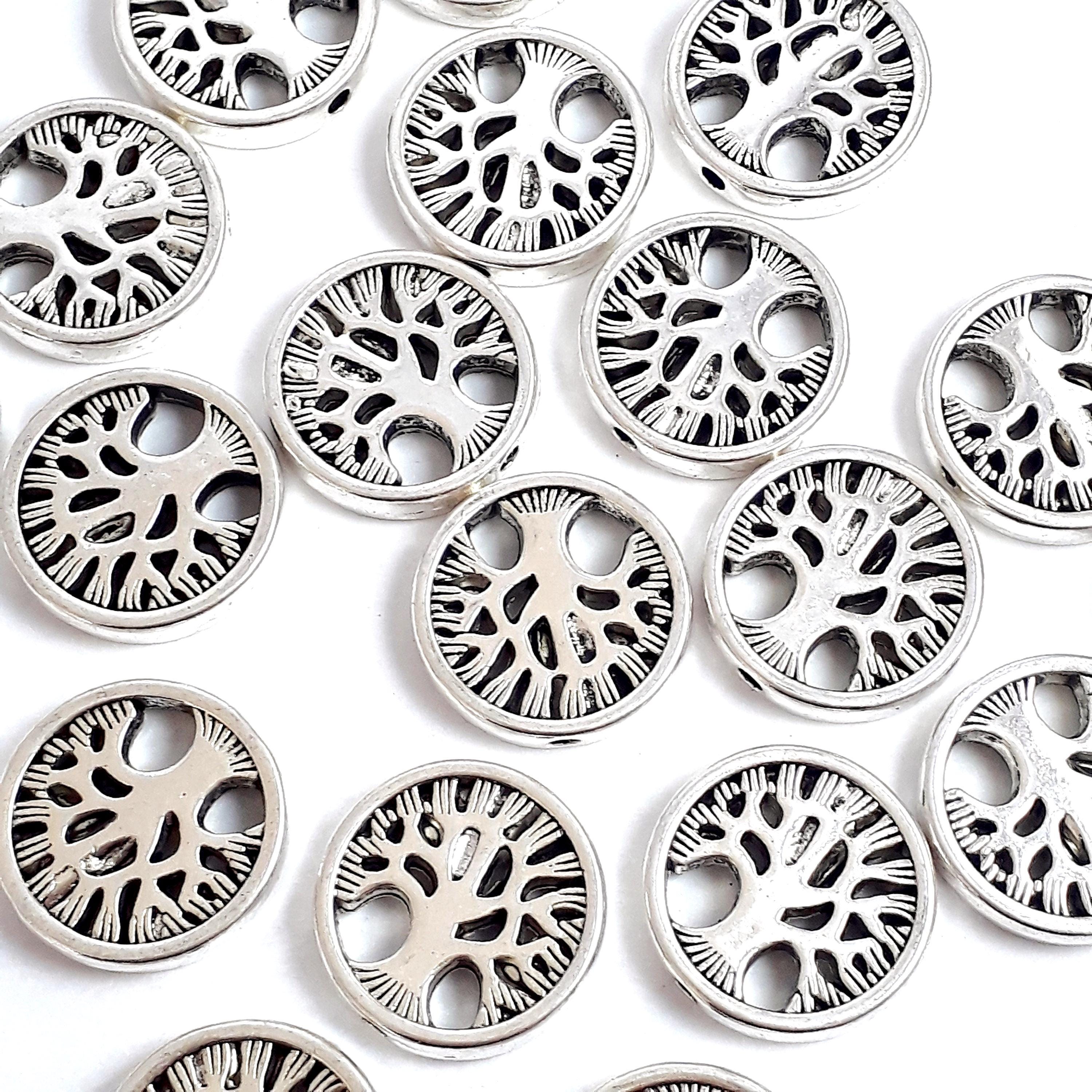 Tree Of Life Filigree Coin Antique Silver 18mm - 2pcs