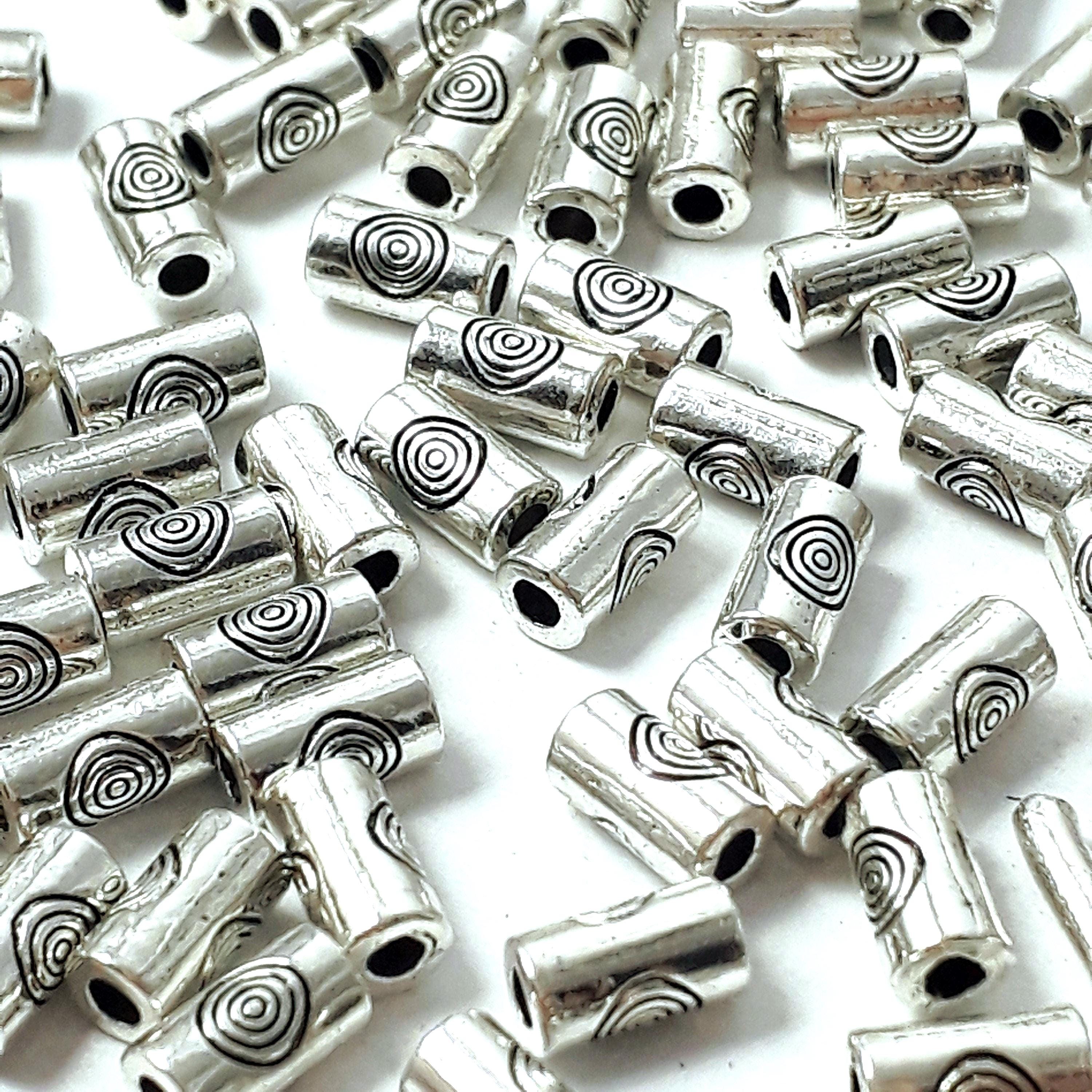 Spiral Pattern Tube Antique Silver 6x3mm - 100pcs