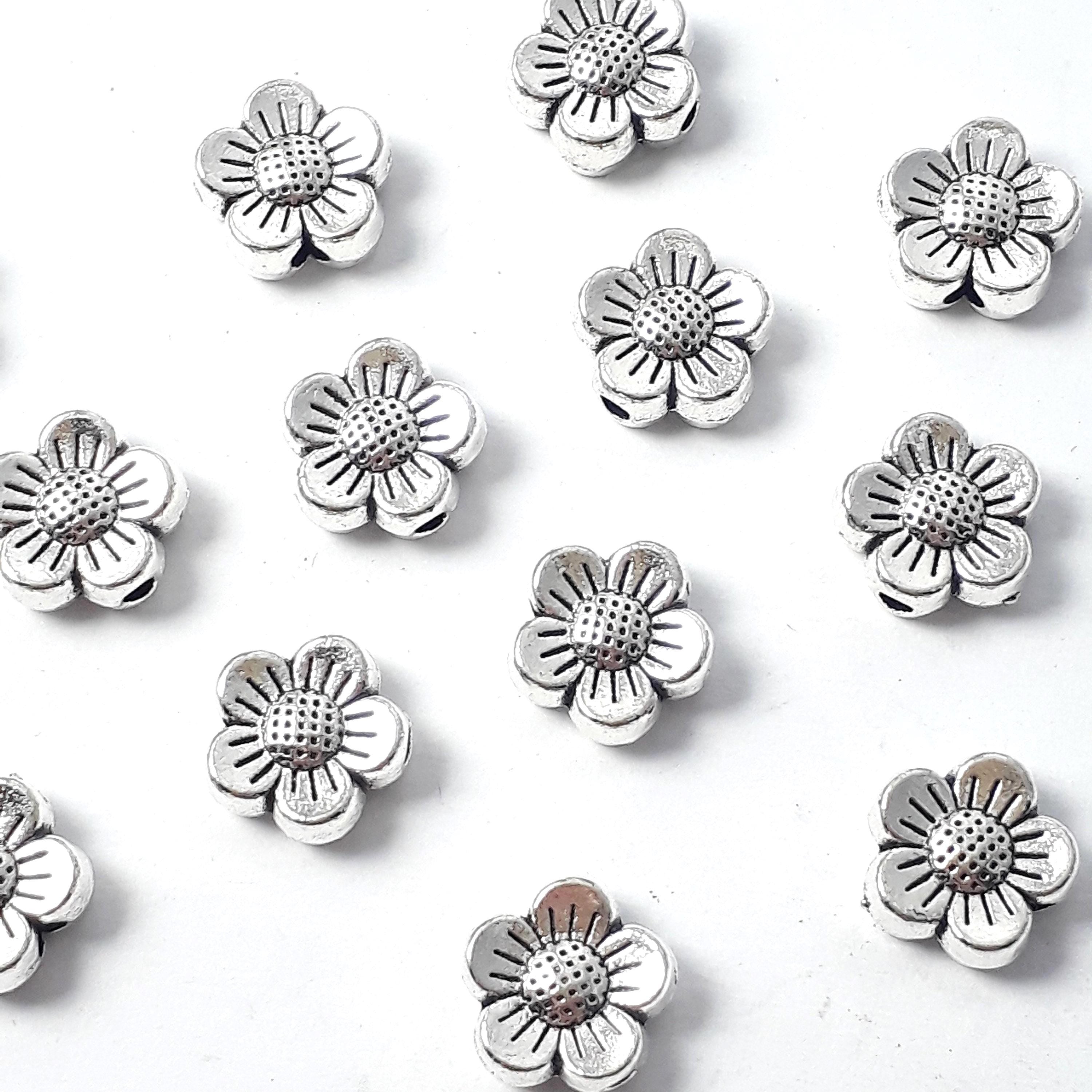 Flower Antique Silver 8mm - 20pcs