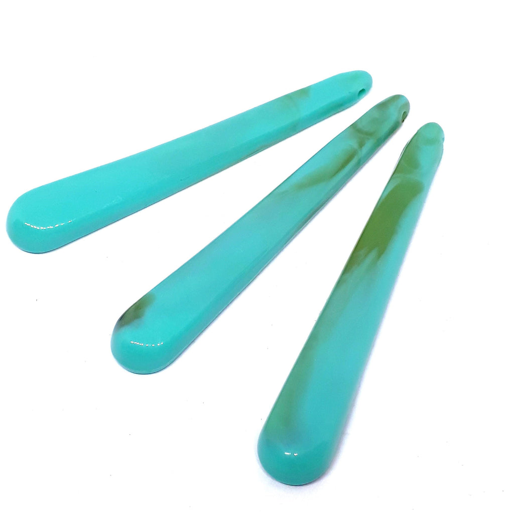 Long Turquoise Acrylic Drop 69x11mm - 5pcs