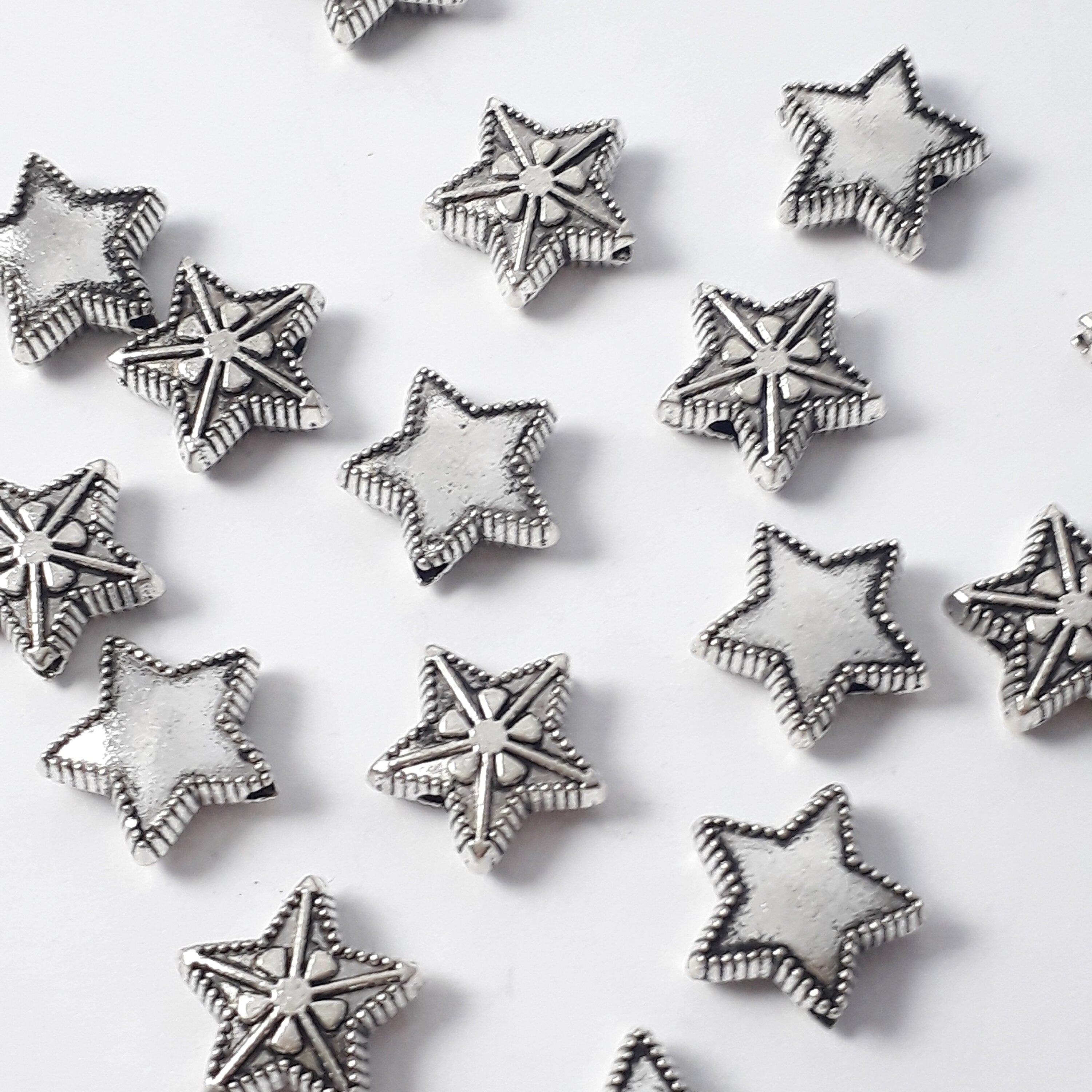 Antique Silver Star 11x10mm - 10pcs