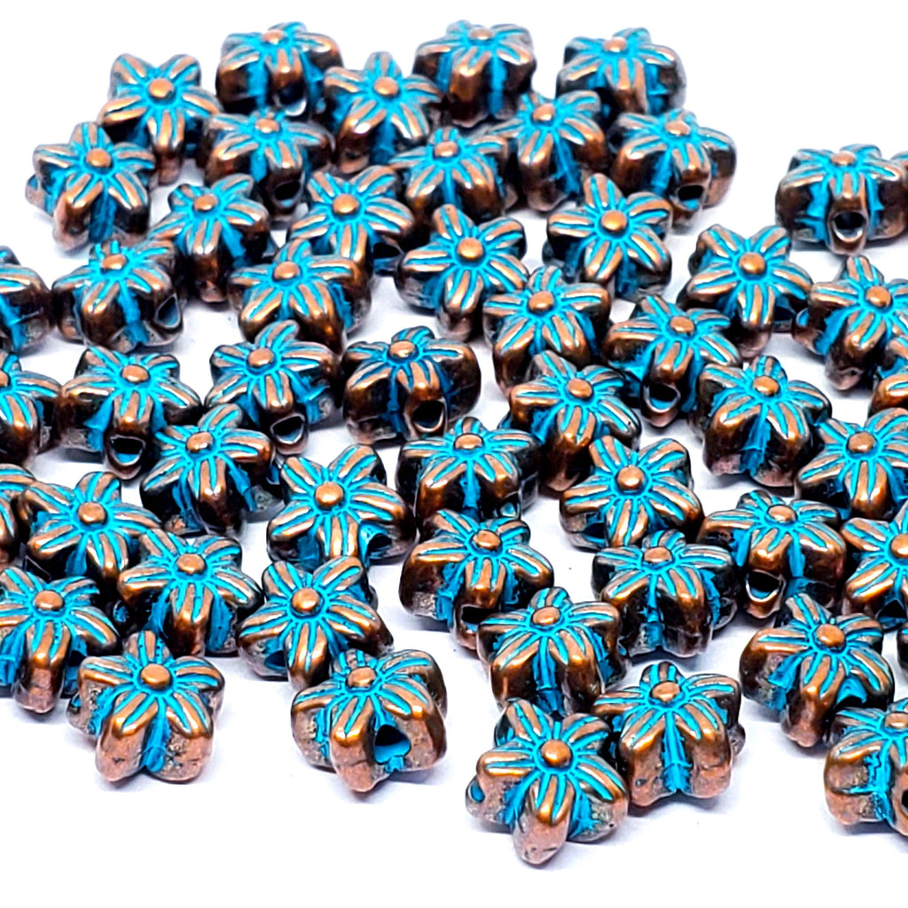 Antique Copper Patina Metal Flower 7mm - 20pcs