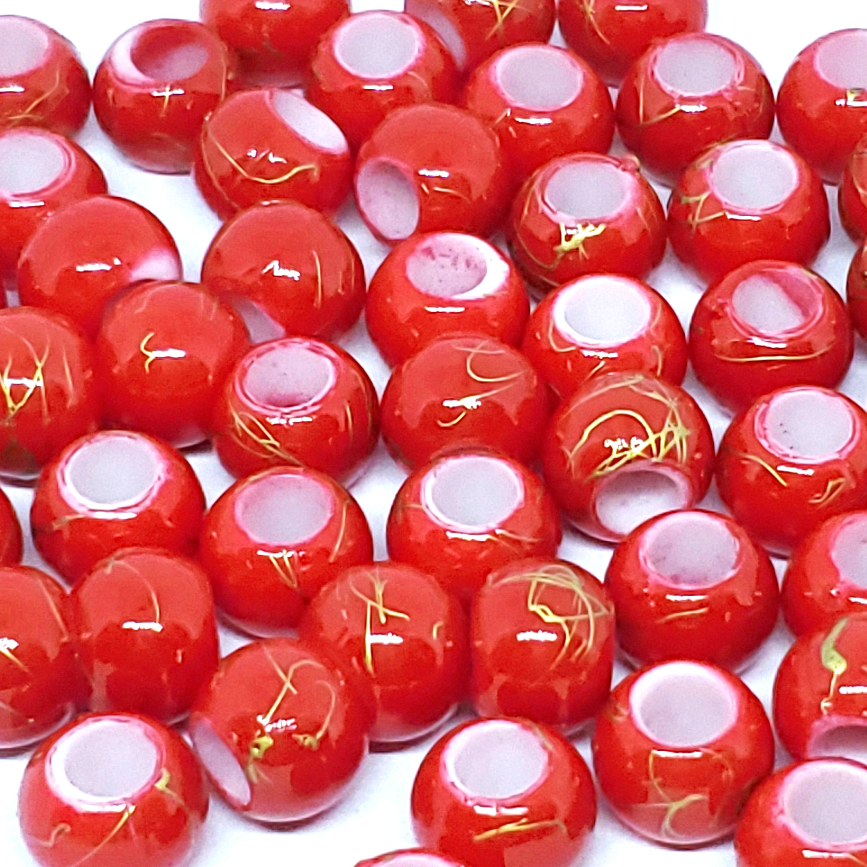 Red & Gold Drawbench Acrylic Pony 10mm - 50pcs