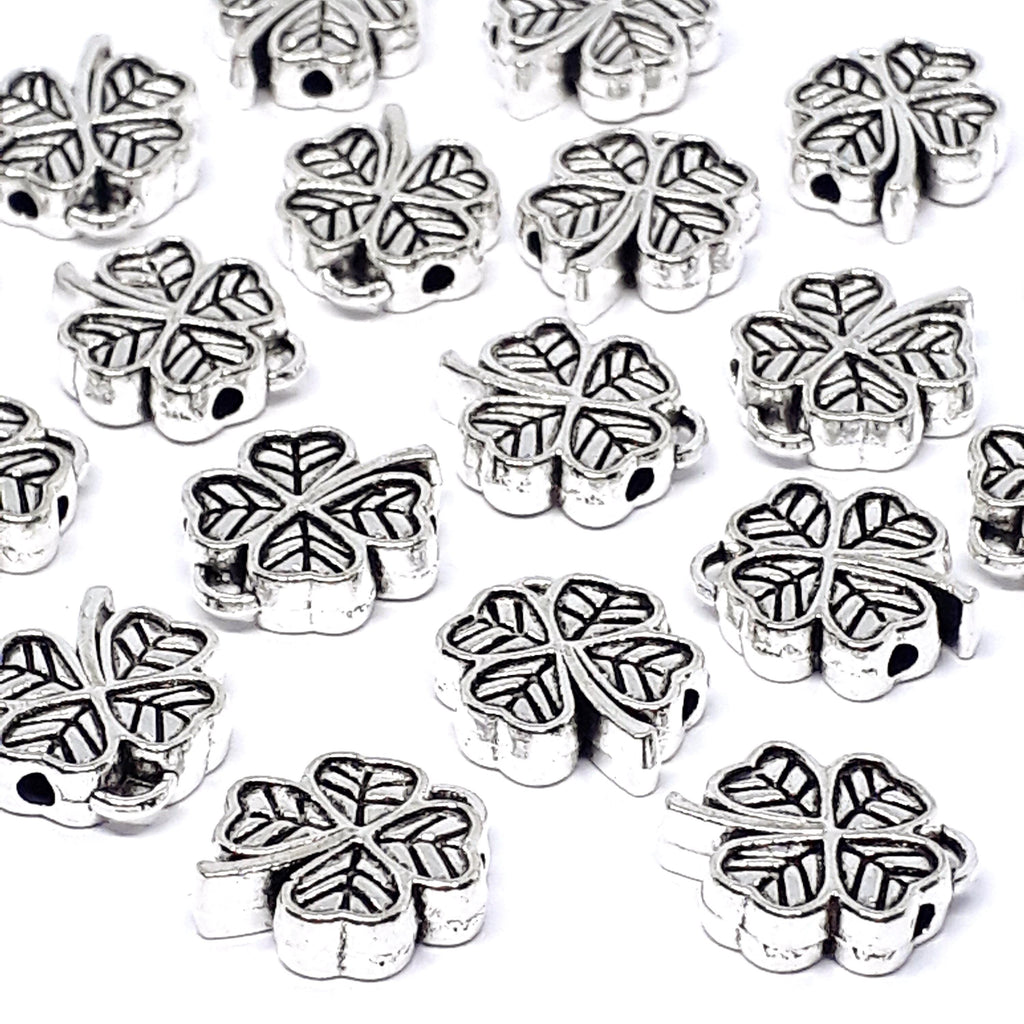 Four Leaf Clover Charm Antique Silver 12x11mm - 10pcs