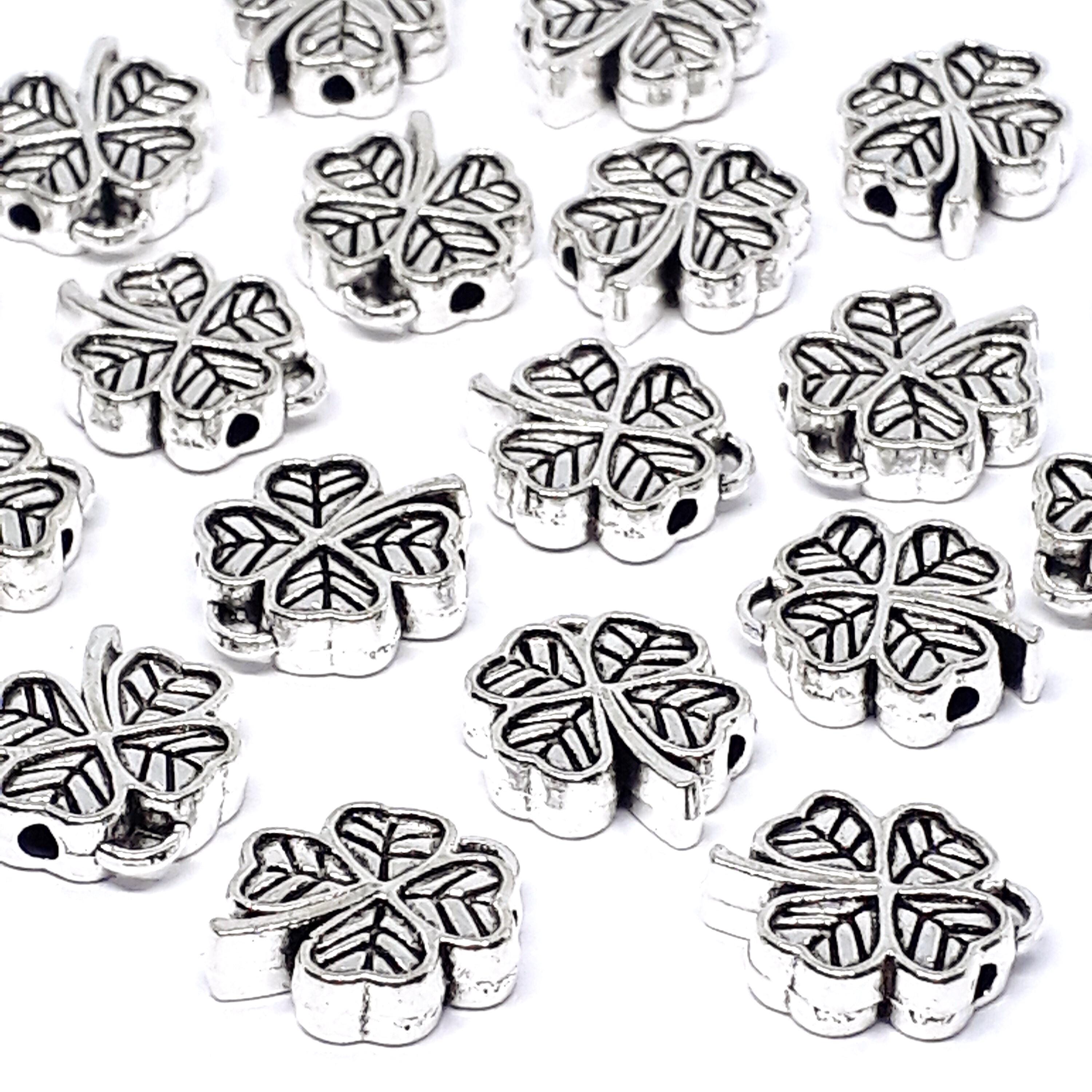 Four Leaf Clover Charm Antique Silver 12x11mm - 10pcs