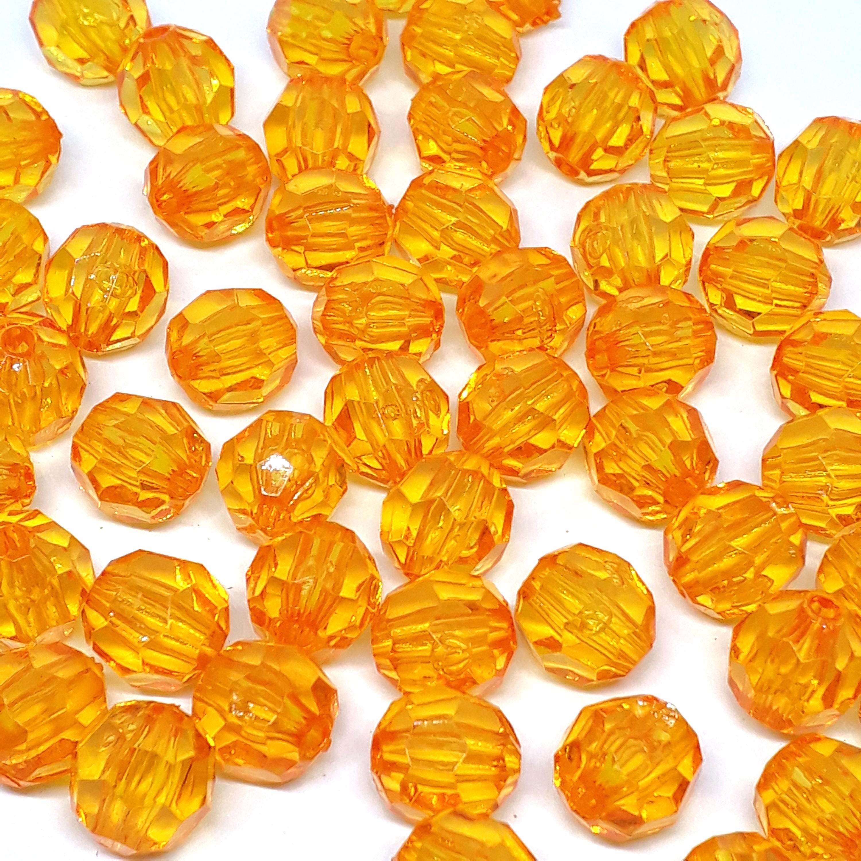 Orange Acrylic Faceted Round 10mm - 50pcs