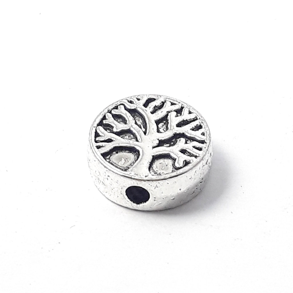 Tree Of Life Metal Round Flat Antique Silver 9mm - 10pcs