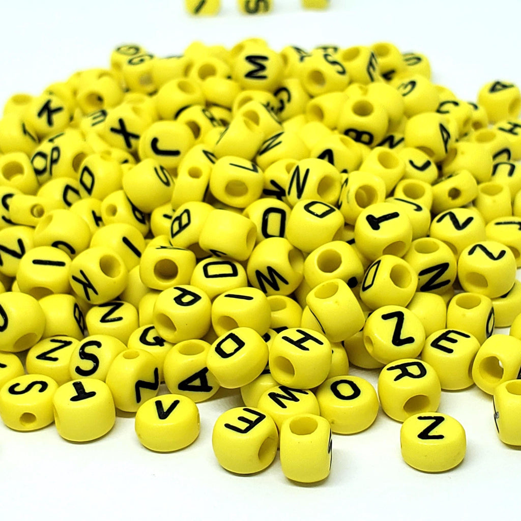 Yellow Letter Alphabet Acrylic Coin 7x6mm - 100pcs