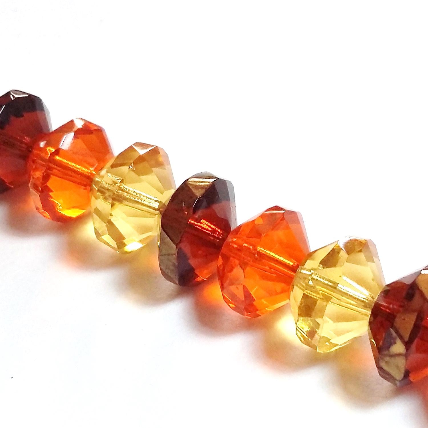 Orange Czech Glass Faceted Bicone 7x11mm - 6pcs