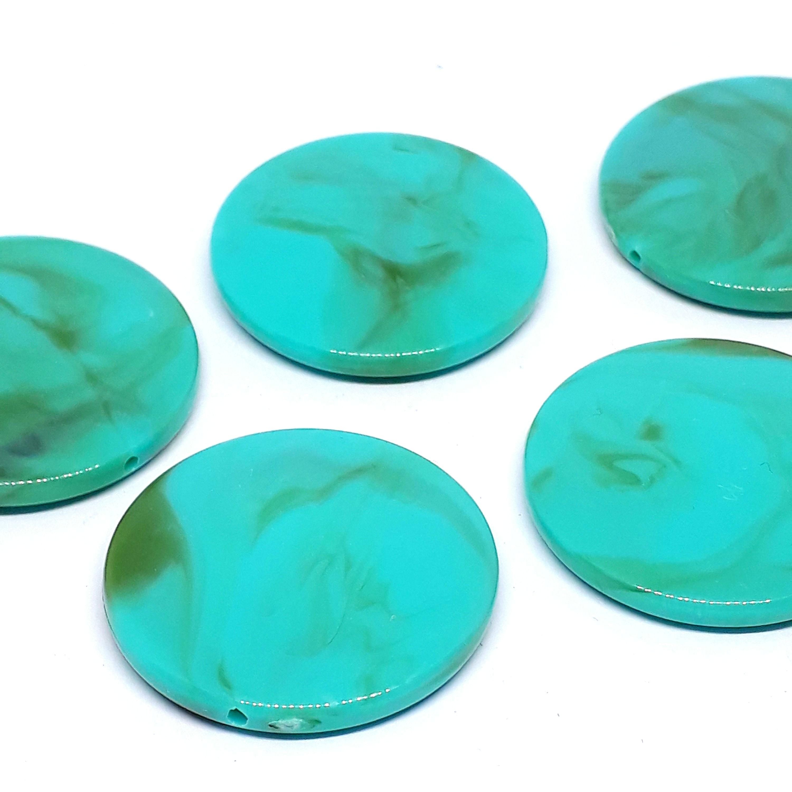 Green Turquoise Acrylic Large Coin 32mm - 5pcs
