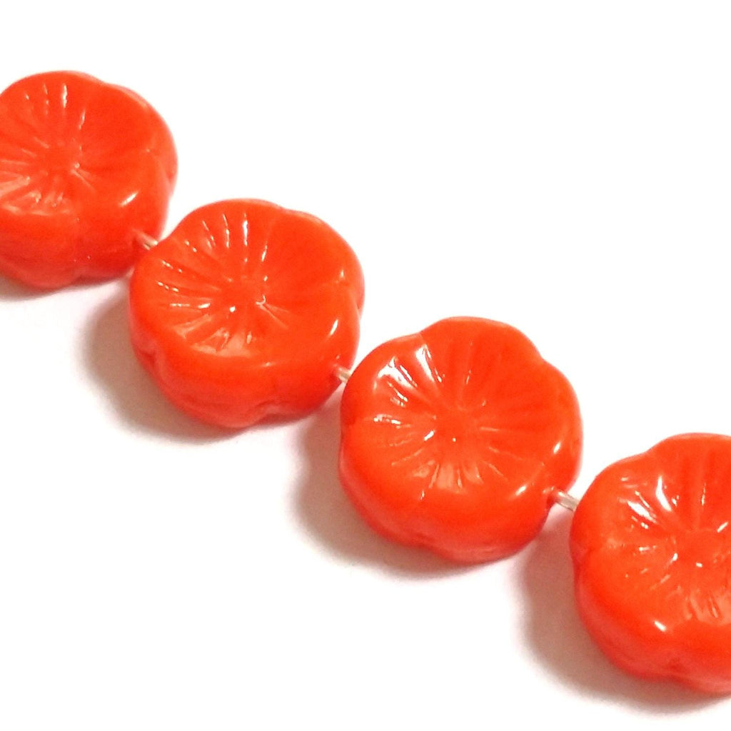 Orange Hawaiian Flower Czech Glass 12mm - 6pcs
