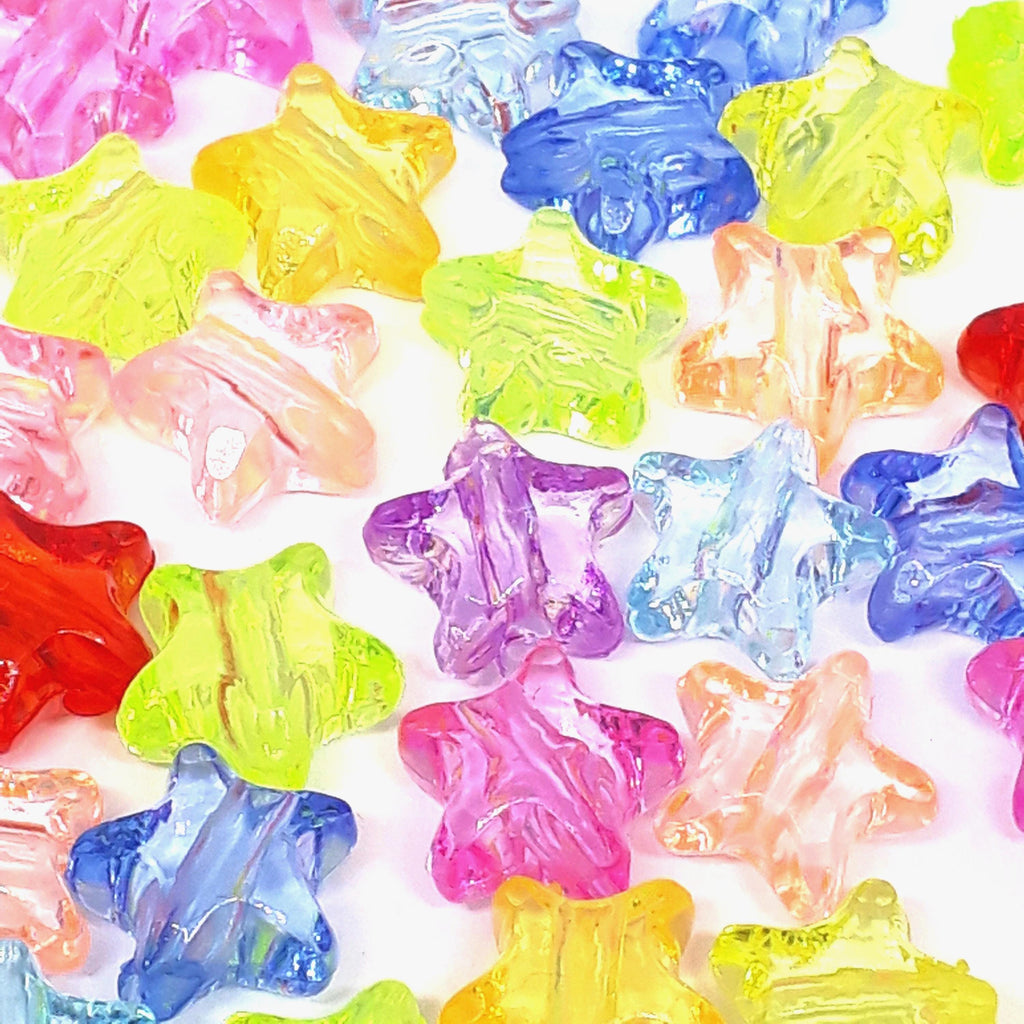 50pcs Mixed Colour Star Transparent Acrylic 12x11mm - 50pcs