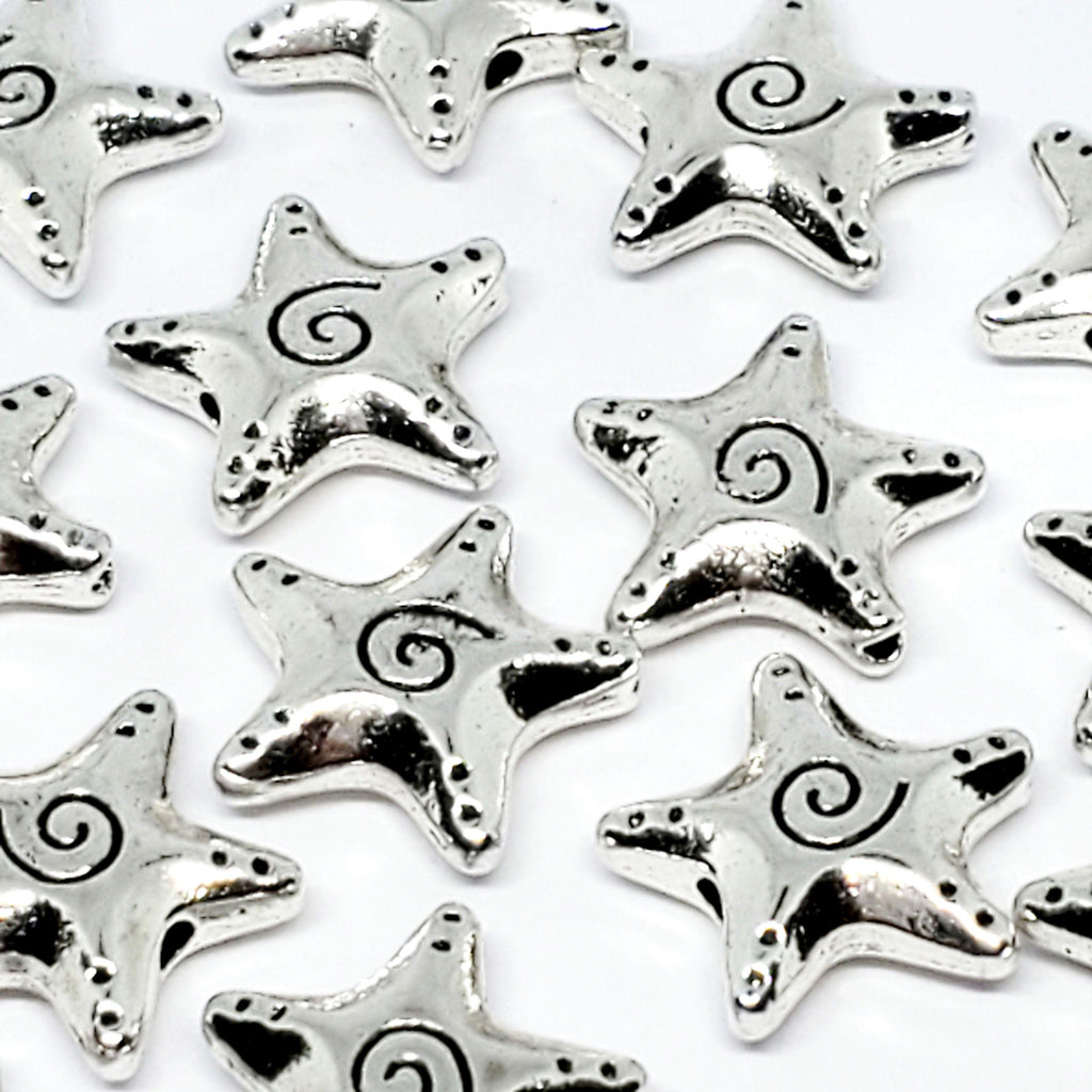 Starfish Antique Silver 16x15mm - 5pcs