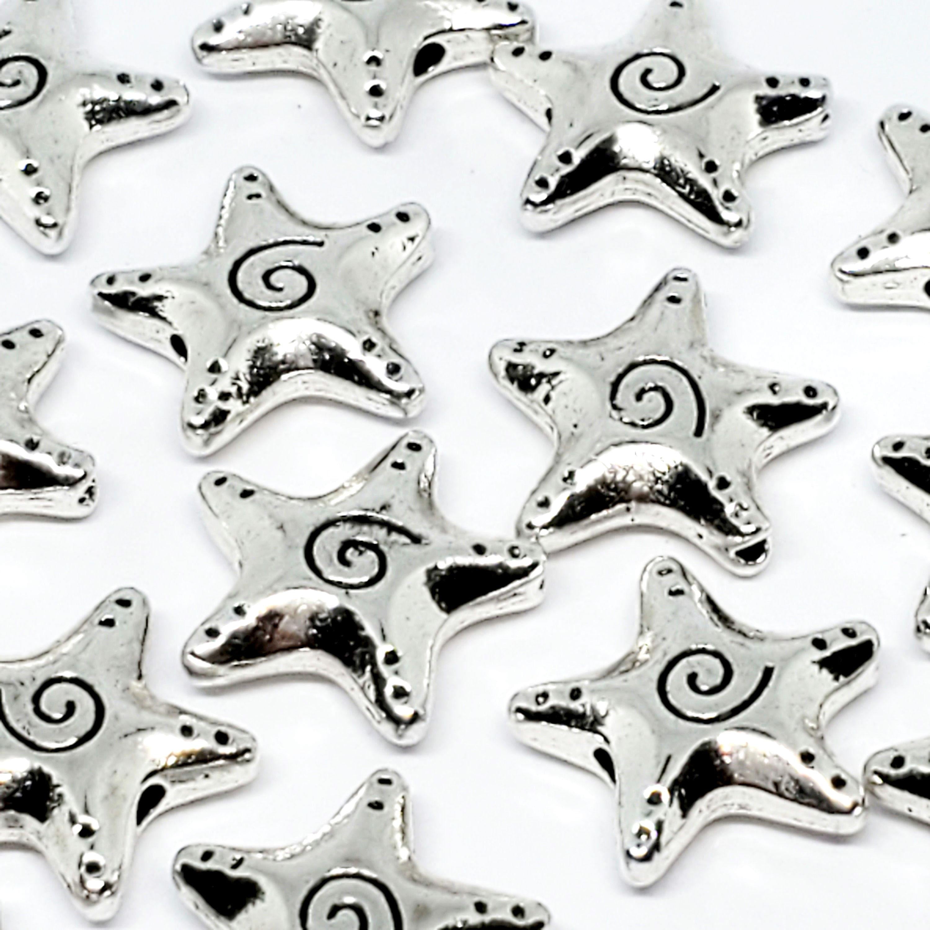 Starfish Antique Silver 16x15mm - 5pcs