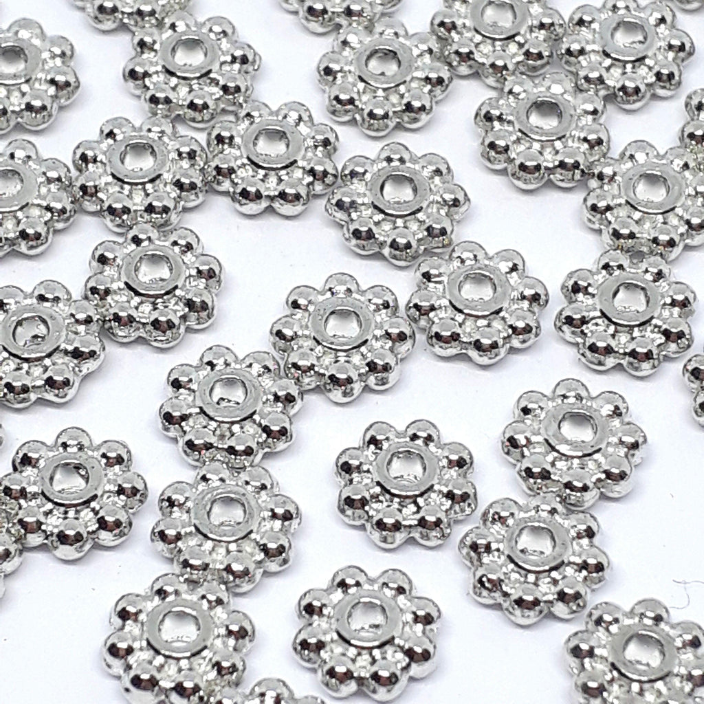 Flower Ring Spacers Silver Tone 6mm - 50pcs