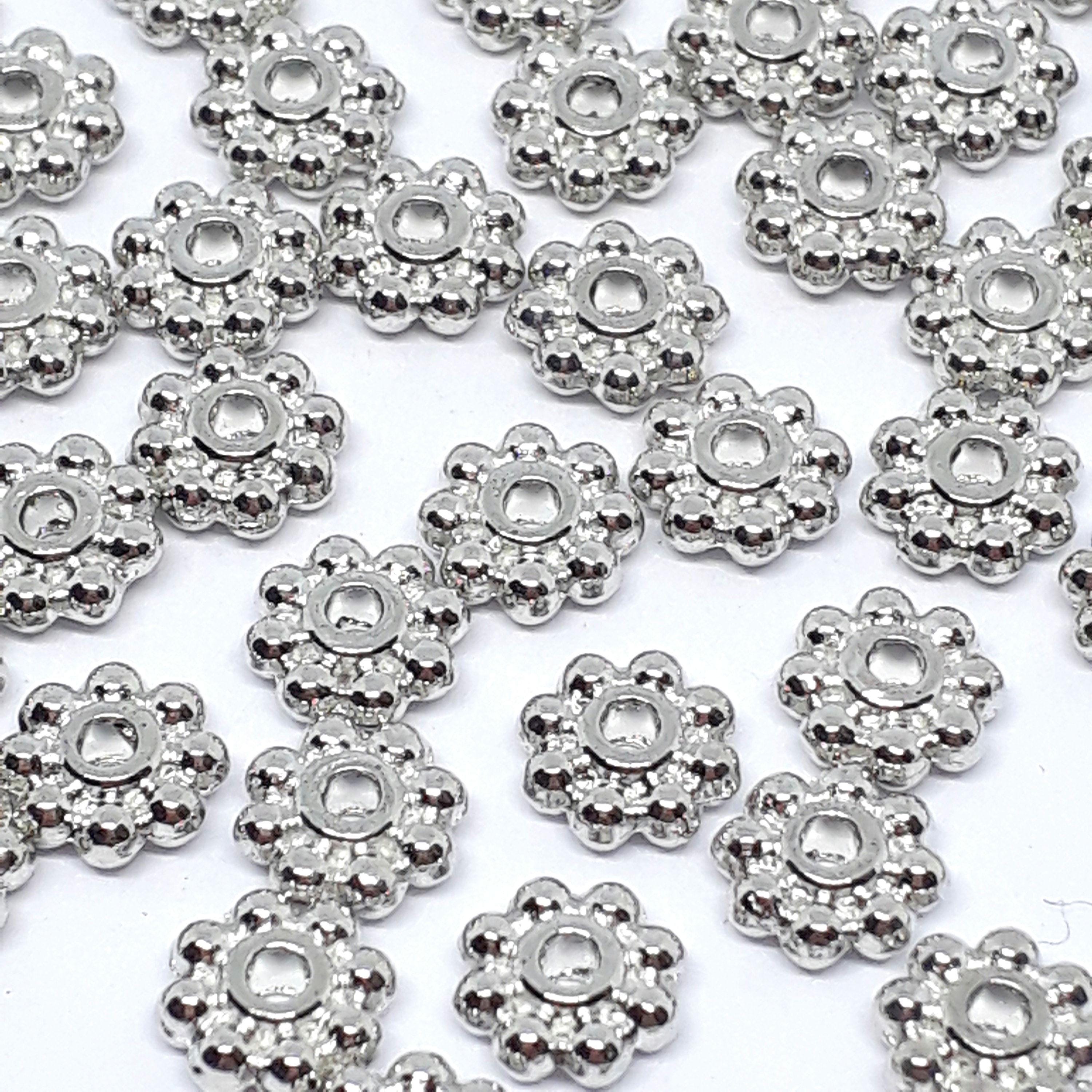 Flower Ring Spacers Silver Tone 6mm - 50pcs