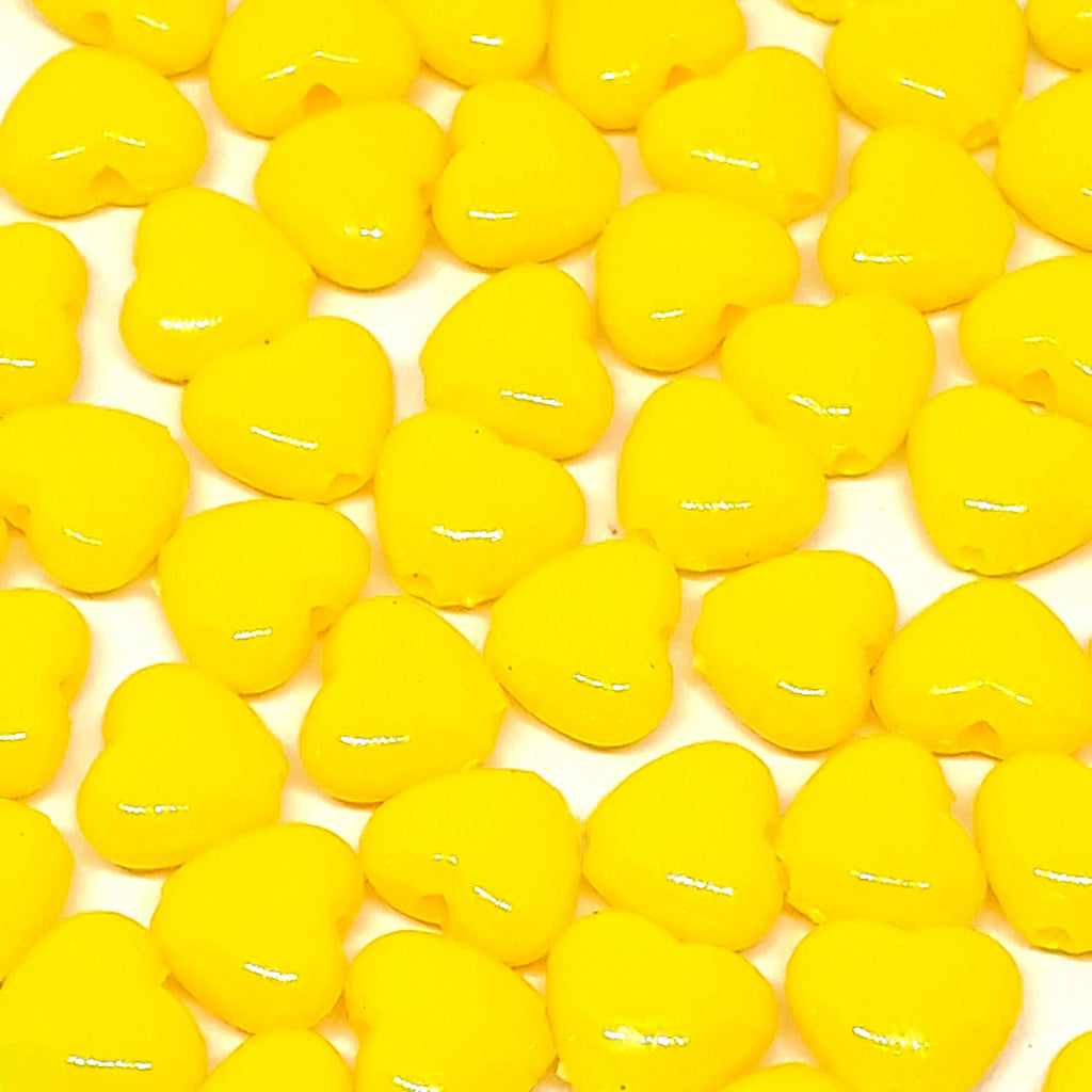 Yellow Acrylic Heart 9x8mm - 100pcs
