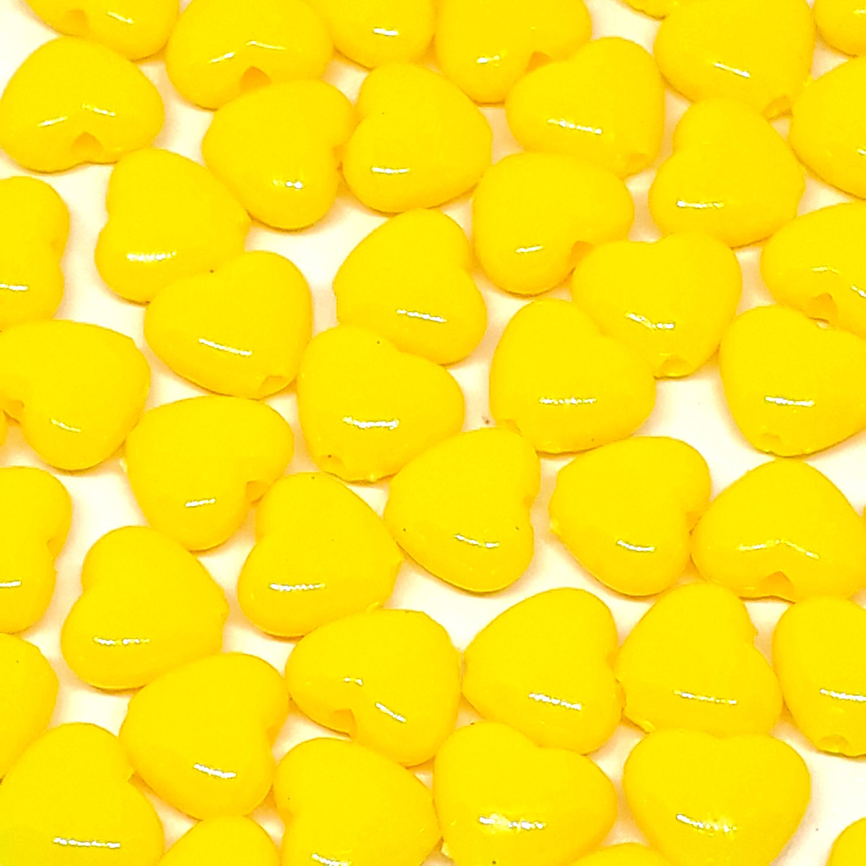 Yellow Acrylic Heart 9x8mm - 100pcs