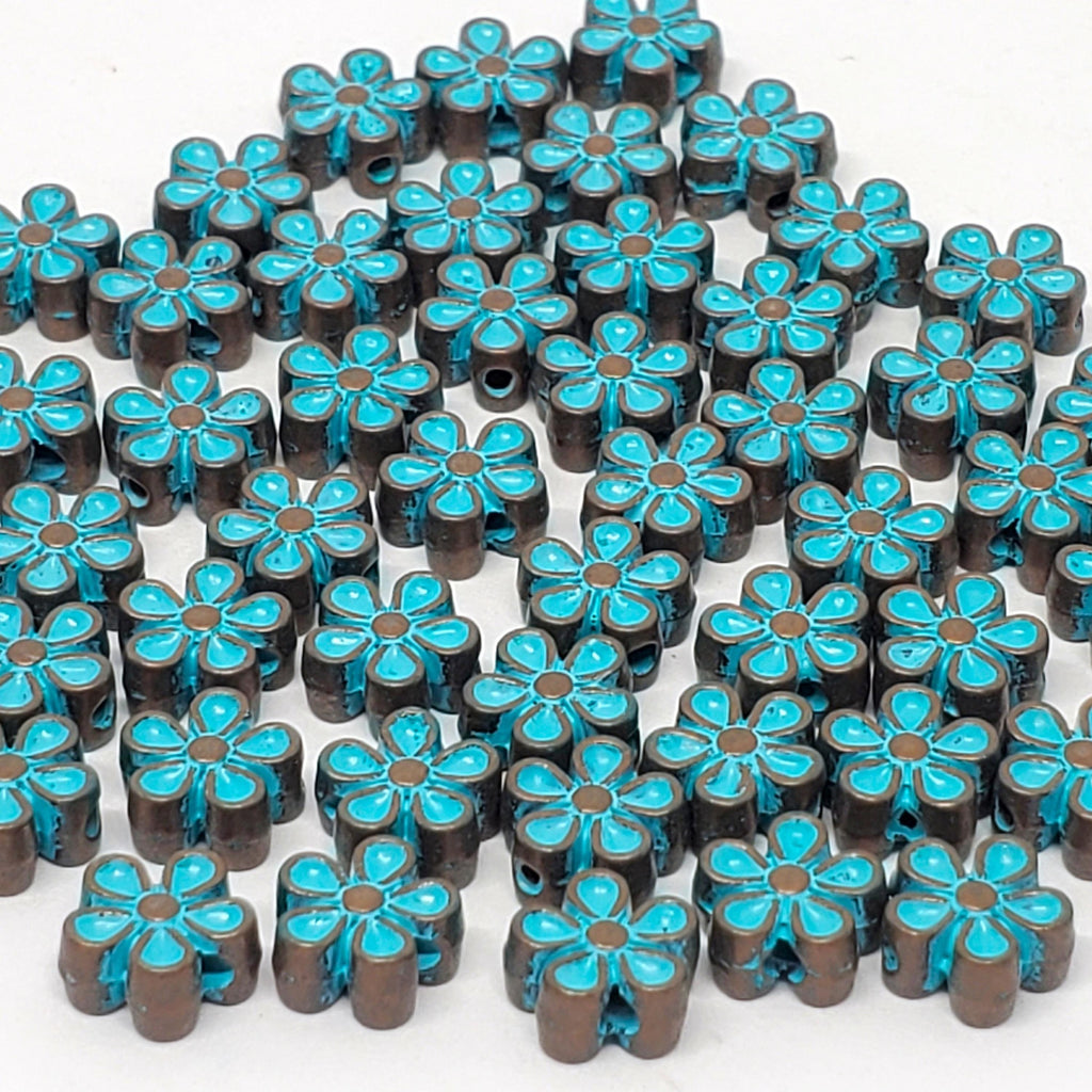 Copper Patina Flower 7mm - 20pcs