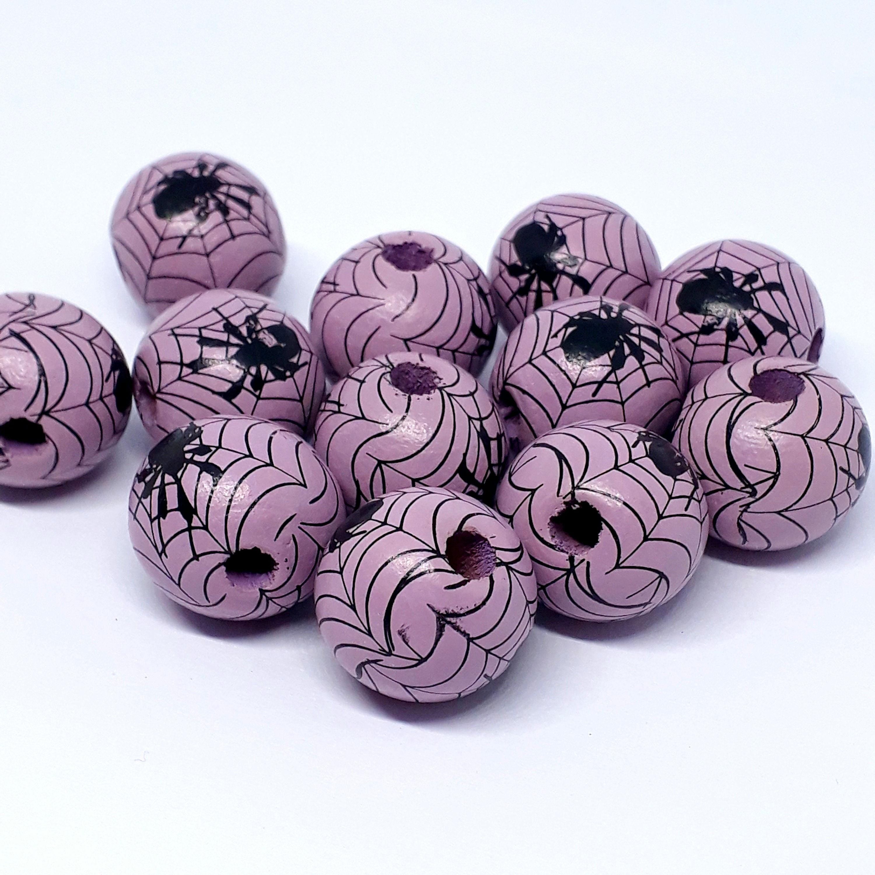 Spider Web Purple Wood 16x15mm - 5pcs