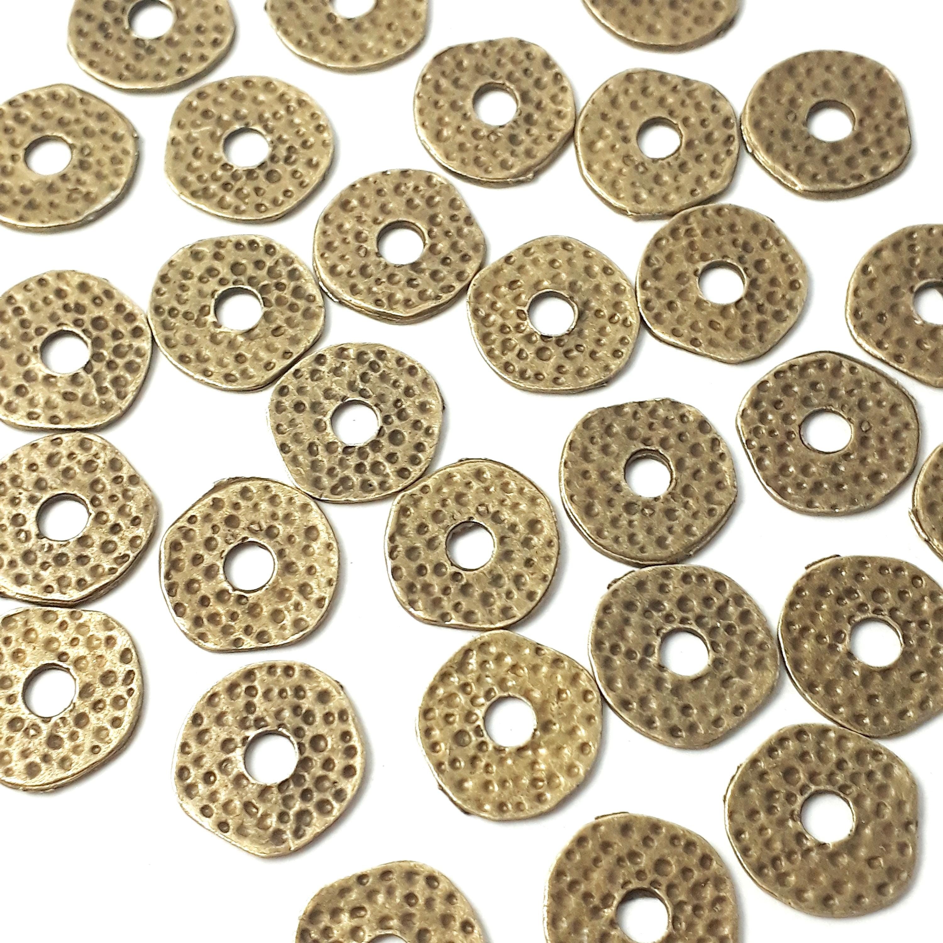 Hammered Disc Antique Bronze 11-12mm - 20pcs