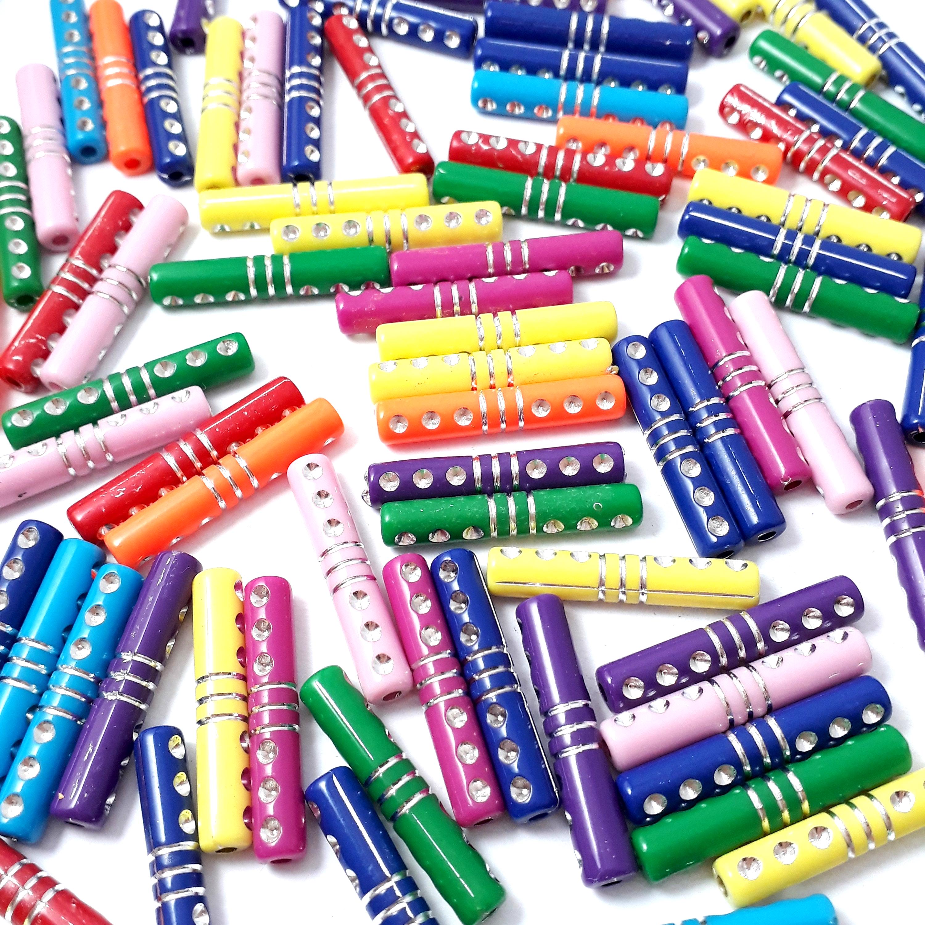 Silver Pattern Acrylic Tube 27x5mm - 50pcs