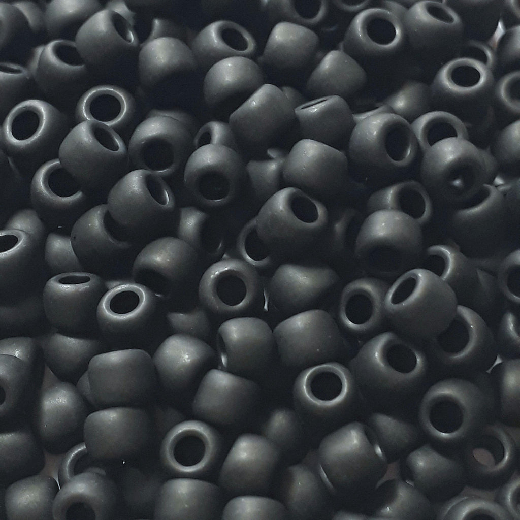 Opaque Jet Black Frosted TOHO Seed Glass 6/0 - 10g