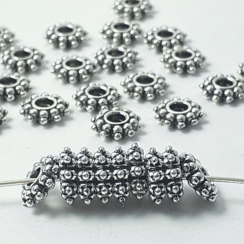 Flower Ring Spacer Antique Silver 9mm - 20pcs