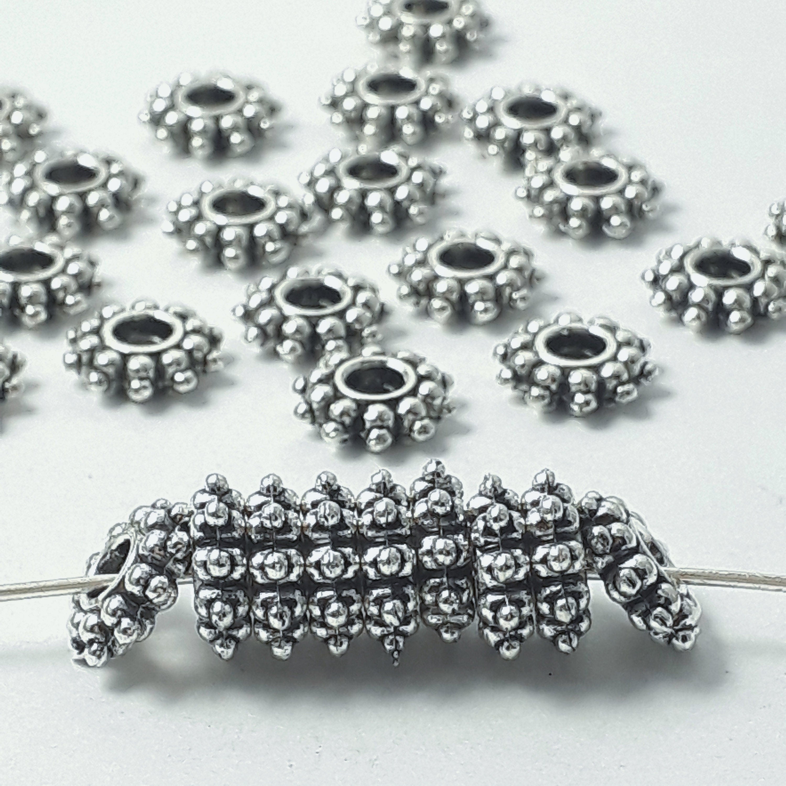 Flower Ring Spacer Antique Silver 9mm - 20pcs