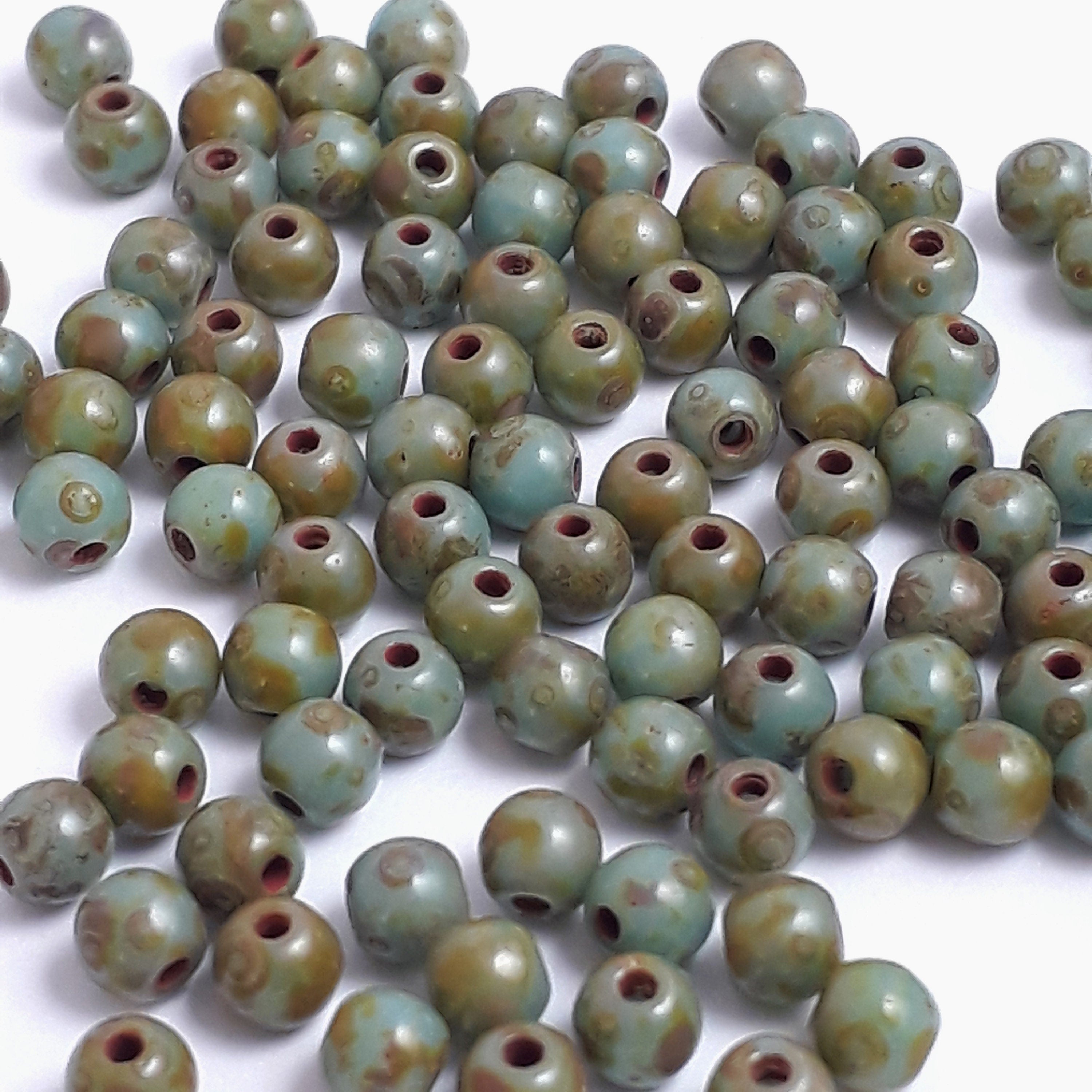 Green Picasso Czech Glass Round 3mm - 120pcs