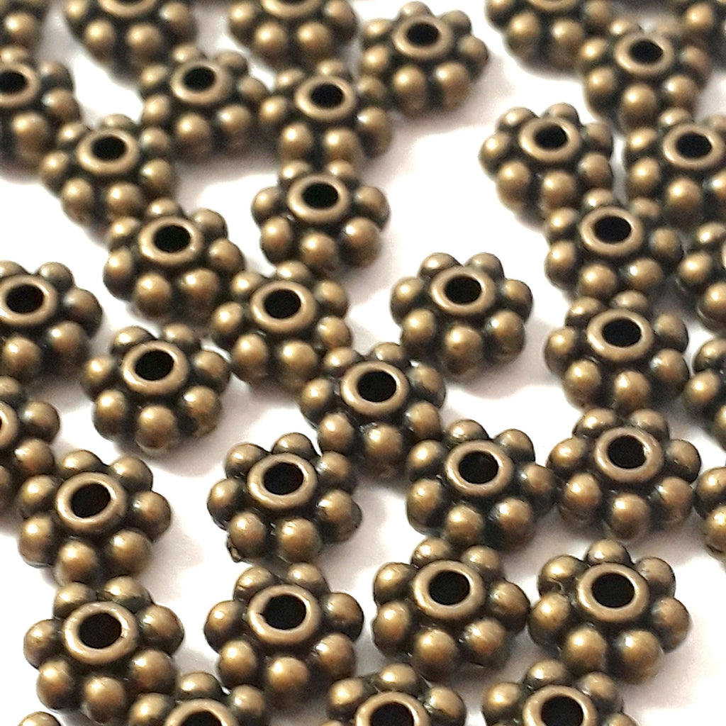 Flower Ring Spacers Antique Bronze 5mm - 50pcs